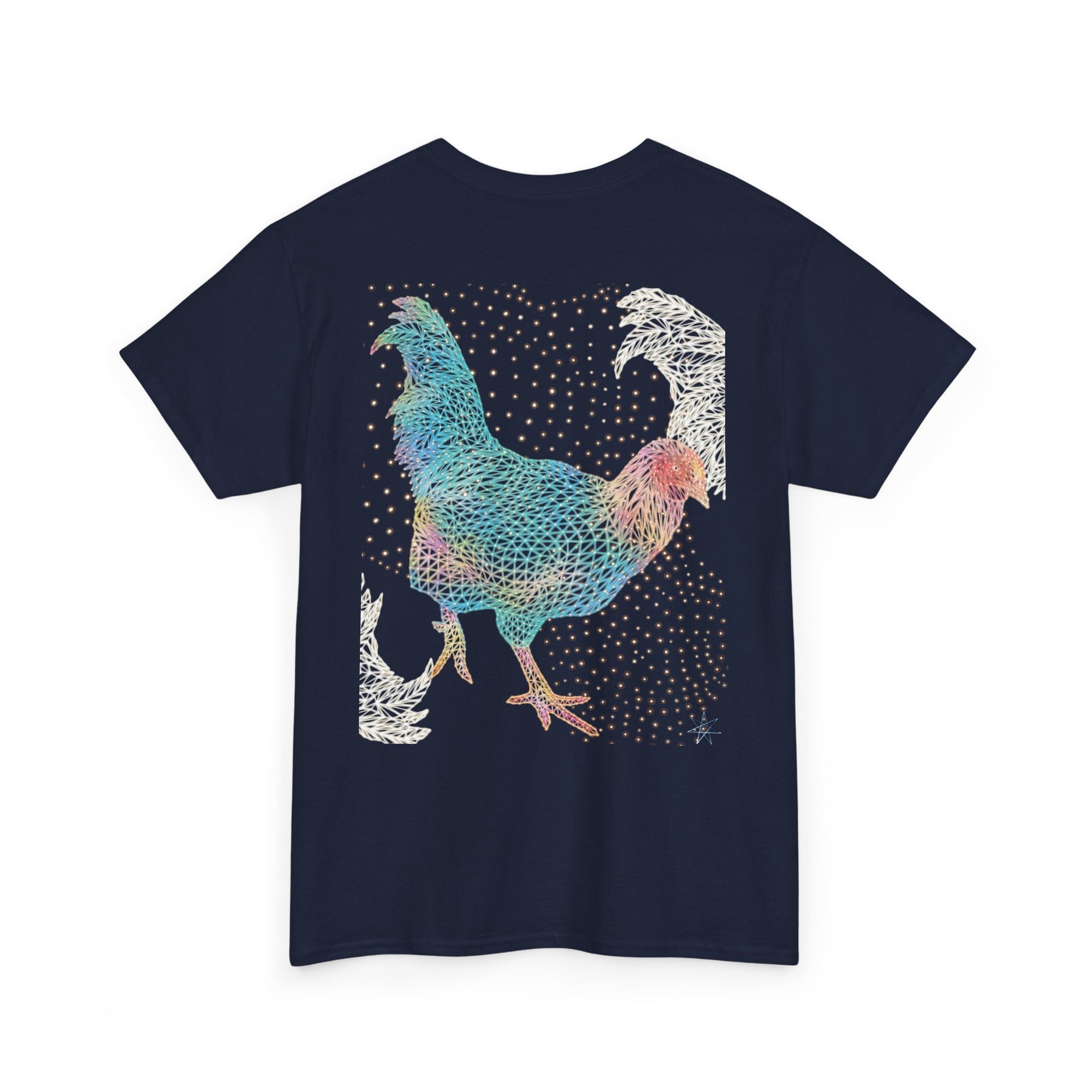 Unisex T-Shirt - Laser Rooster Neon Polygon Design - Casual Wear, Gift for Reptile Lovers, Animal Lovers Apparel, Unique Streetwear