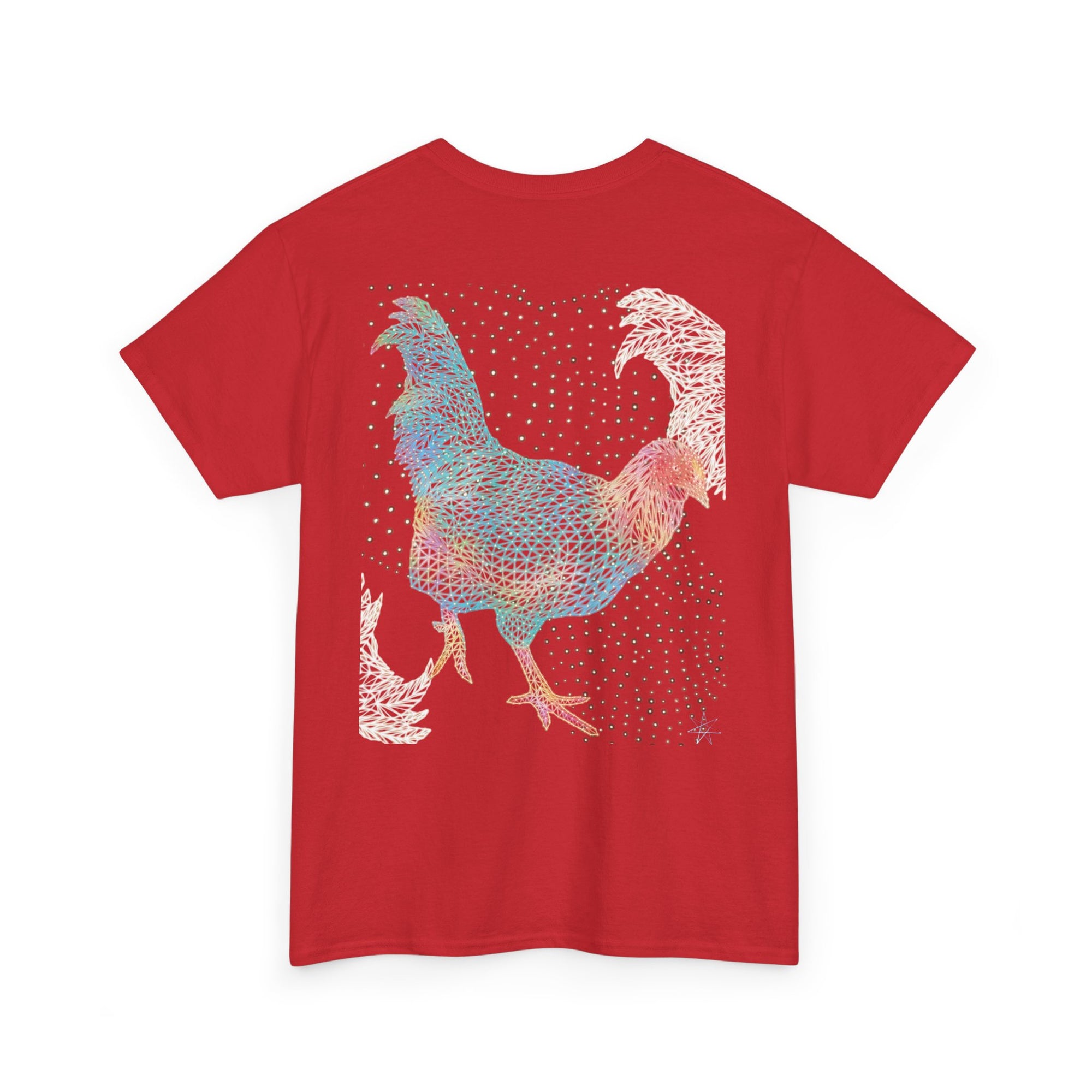 Unisex T-Shirt - Laser Rooster Neon Polygon Design - Casual Wear, Gift for Reptile Lovers, Animal Lovers Apparel, Unique Streetwear
