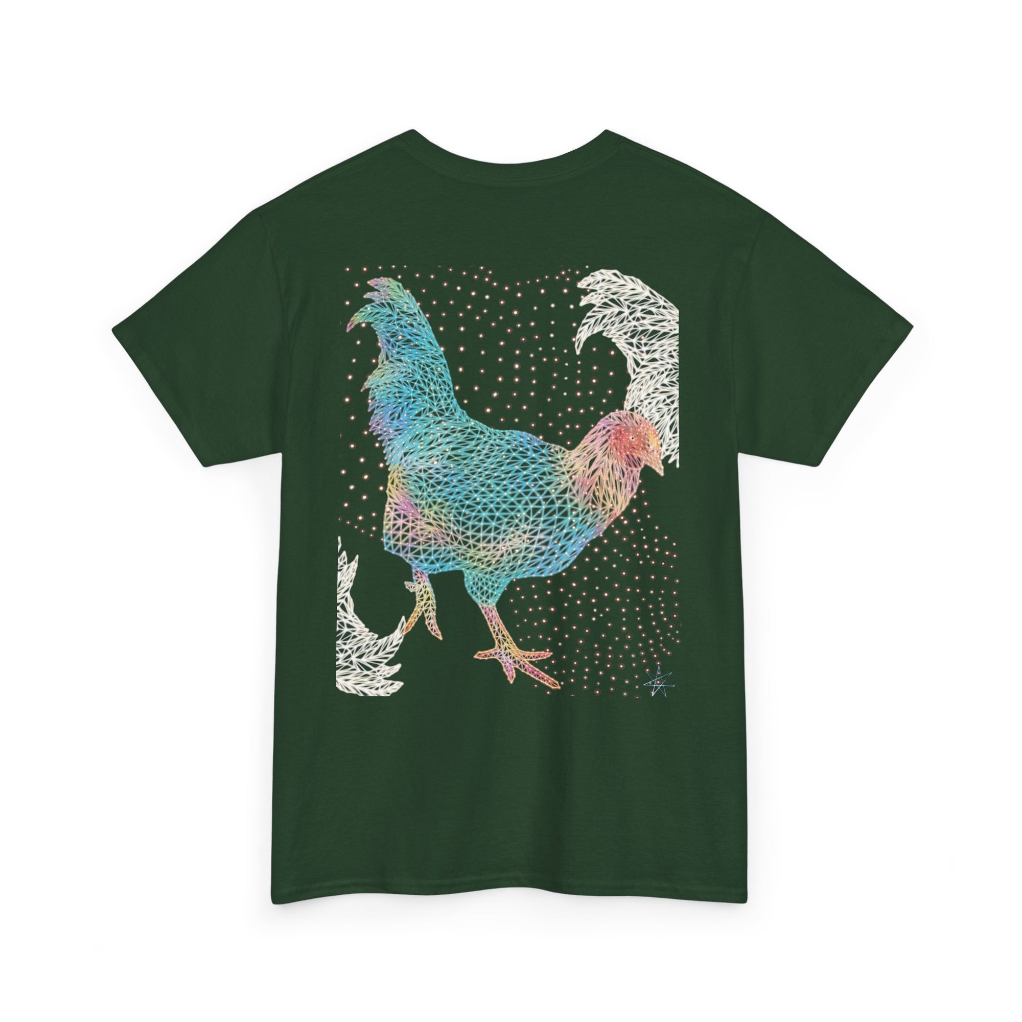 Unisex T-Shirt - Laser Rooster Neon Polygon Design - Casual Wear, Gift for Reptile Lovers, Animal Lovers Apparel, Unique Streetwear