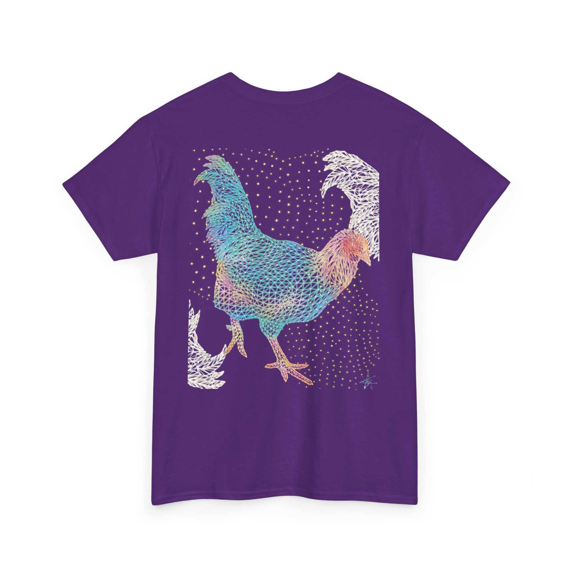 Unisex T-Shirt - Laser Rooster Neon Polygon Design - Casual Wear, Gift for Reptile Lovers, Animal Lovers Apparel, Unique Streetwear