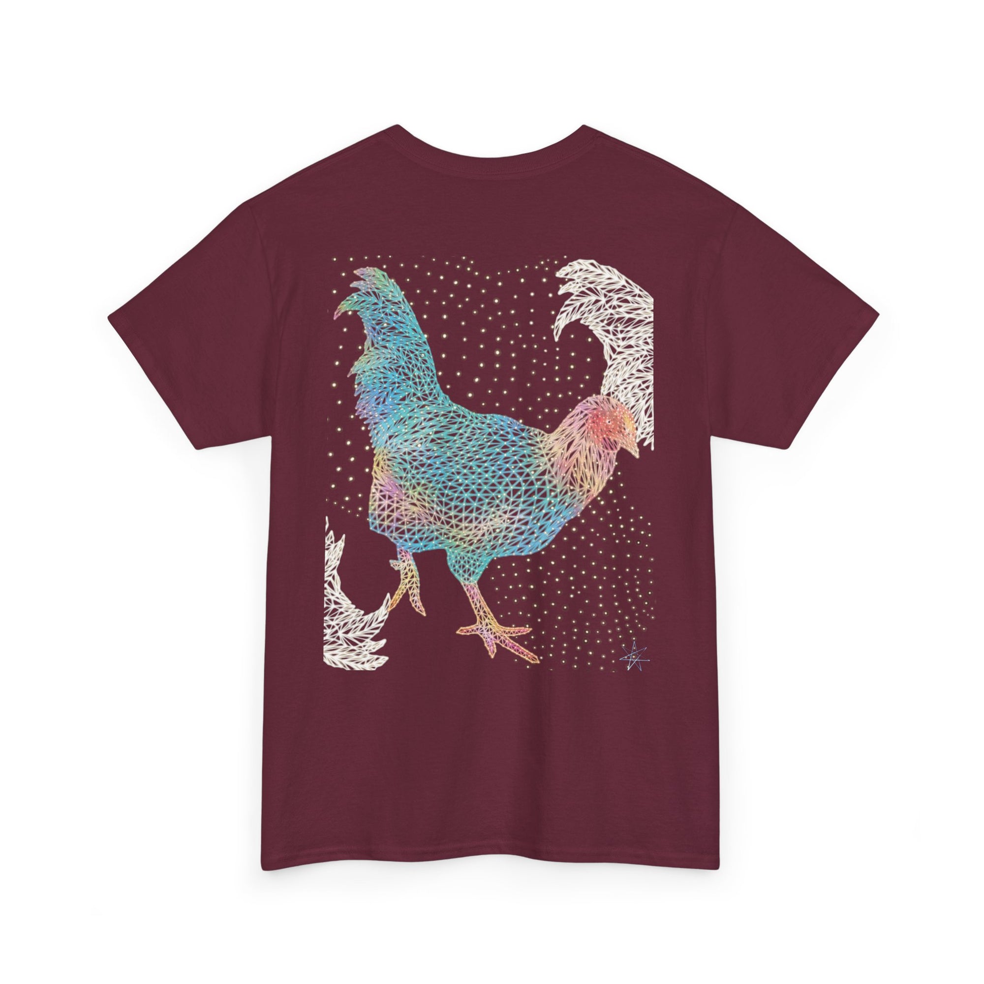 Unisex T-Shirt - Laser Rooster Neon Polygon Design - Casual Wear, Gift for Reptile Lovers, Animal Lovers Apparel, Unique Streetwear