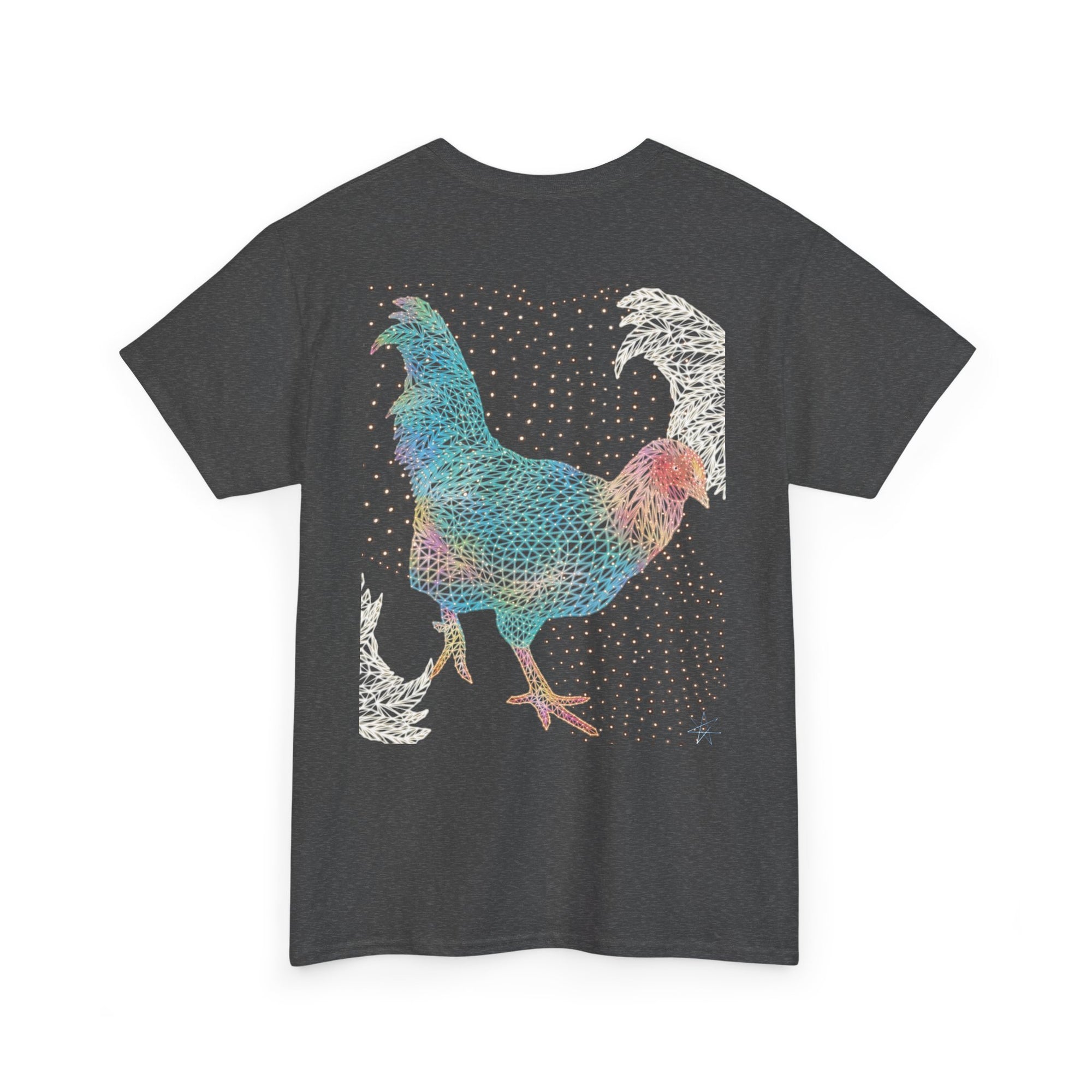 Unisex T-Shirt - Laser Rooster Neon Polygon Design - Casual Wear, Gift for Reptile Lovers, Animal Lovers Apparel, Unique Streetwear