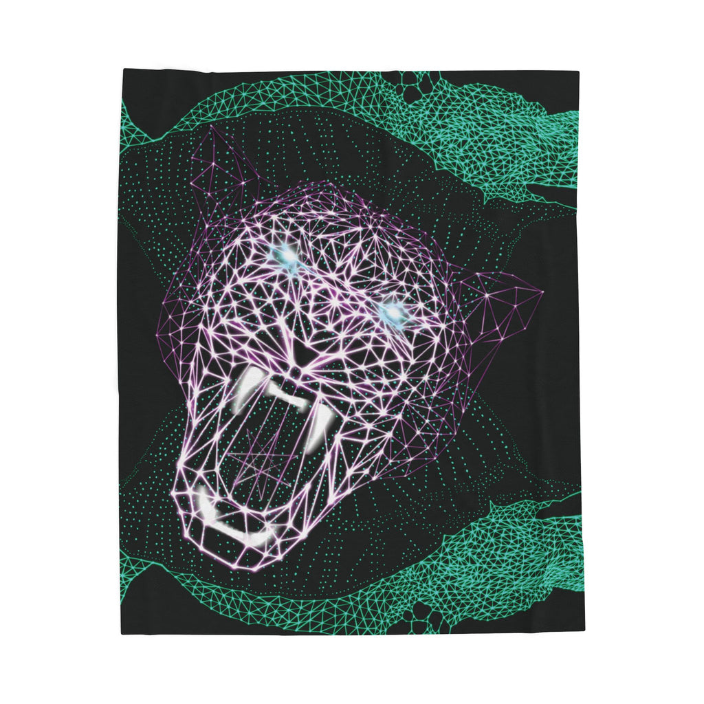 Plush Blanket - Fierce In Your Face Neon Polygon Design, Soft Throw for Home Decor, Cozy Gift, Warm Blanket, Cyberpunk Style