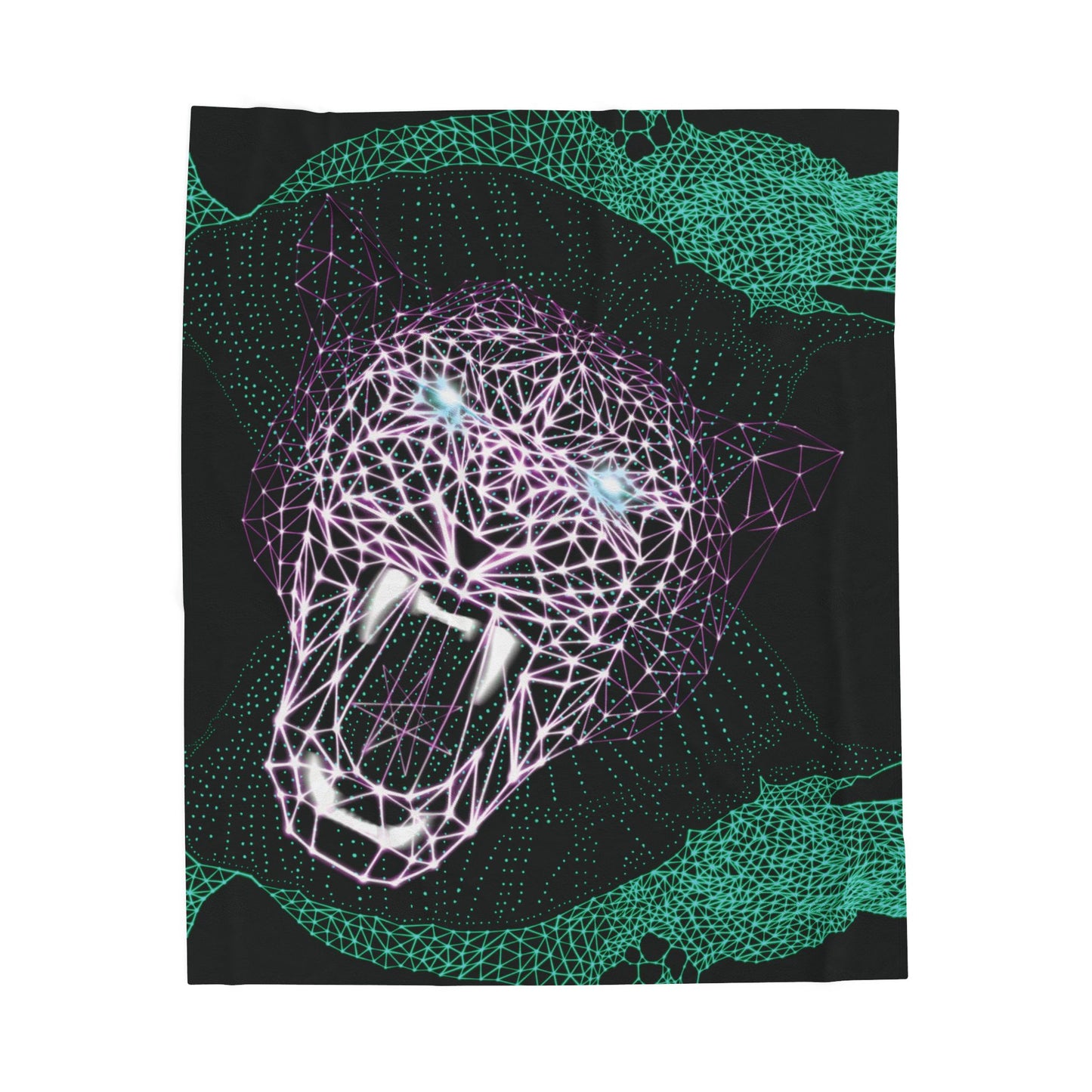 Plush Blanket - Fierce In Your Face Neon Polygon Design, Soft Throw for Home Decor, Cozy Gift, Warm Blanket, Cyberpunk Style