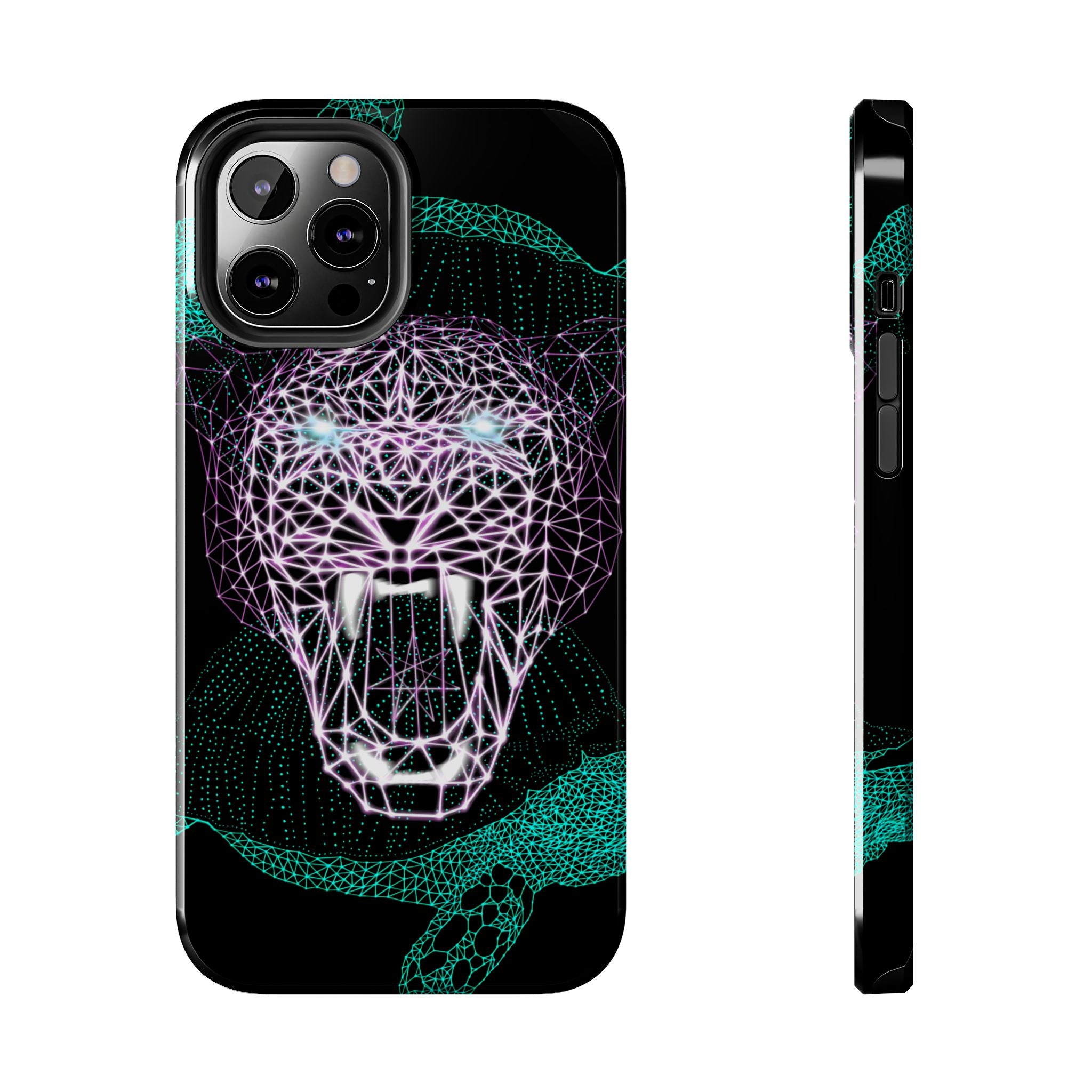 Phone Case - Fierce Panther Neon Polygon Design, Tough Phone Cases for Adventurers, Unique Smartphone Protector, Gift for Tech Lovers, Stylish Cell Phone [...]