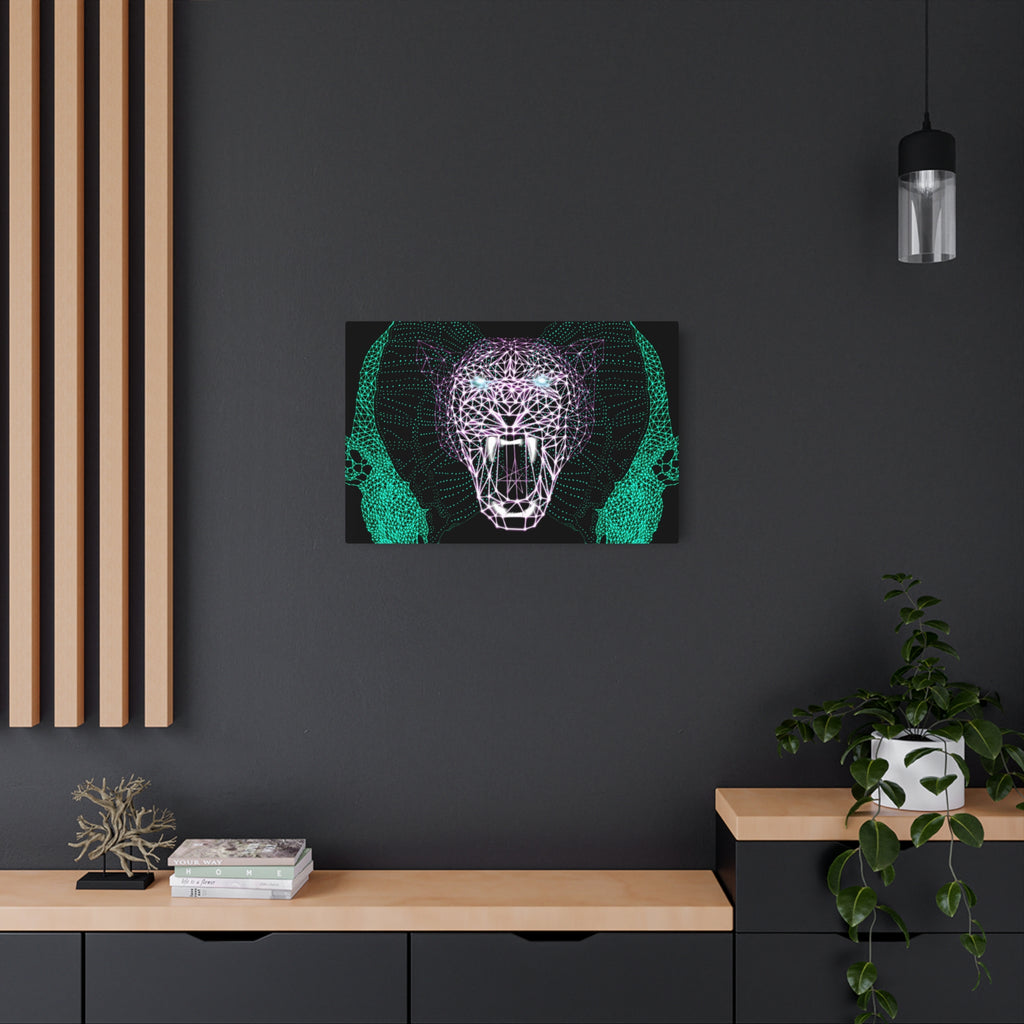 Metal Art Sign - Neon Polygon Fierce Design, Wall Decor, Unique Home Decoration, Gift for Animal Lovers, Office Art, Birthday Gift, Nature Wall Art