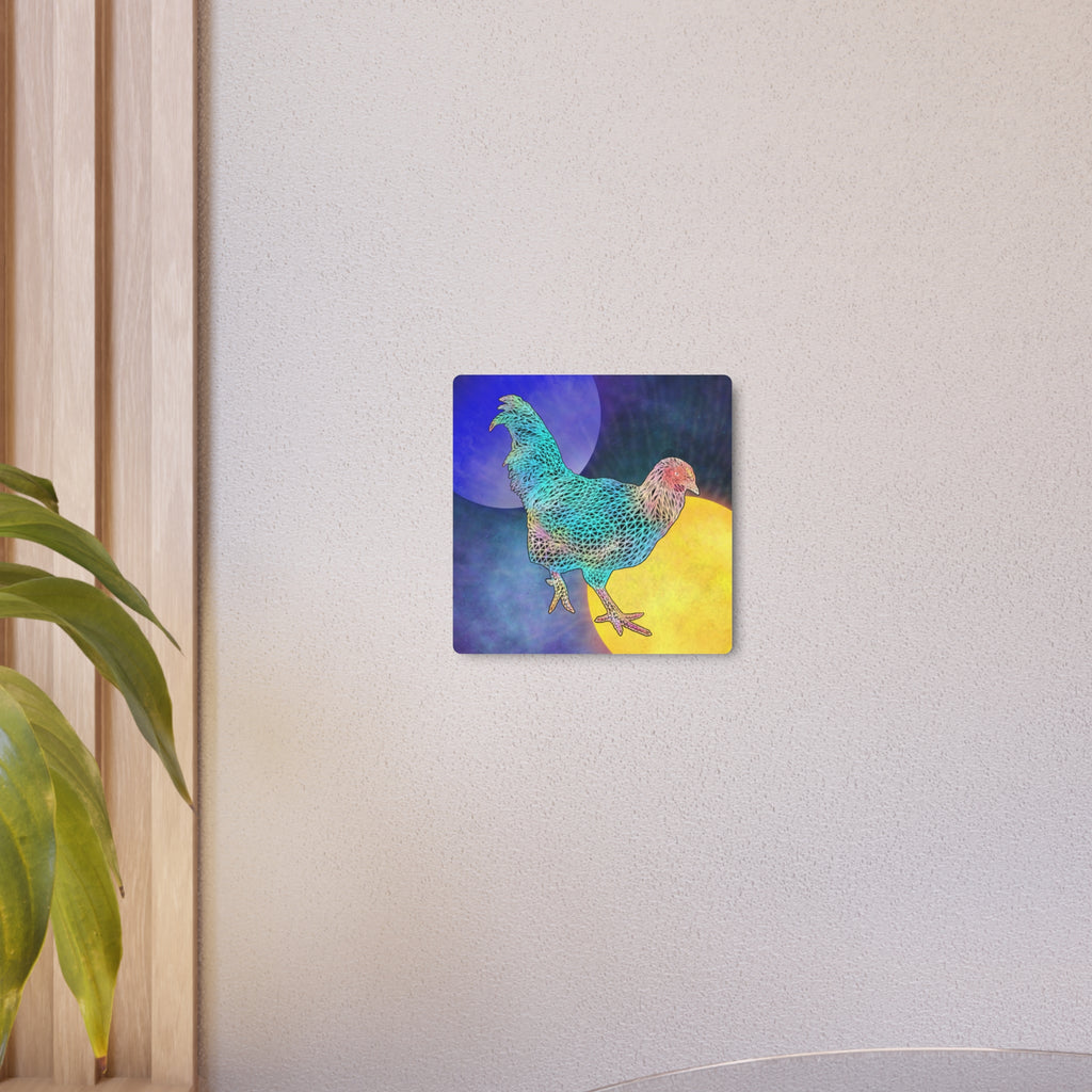 Metal Art Sign - Space Rooster Neon Polygon Design, Wall Decor, Unique Home Decoration, Gift for Animal Lovers, Office Art, Birthday Gift, Nature Wall Art