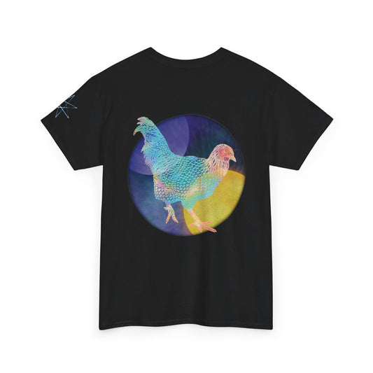 Unisex T-Shirt - Space Rooster Neon Polygon Design - Casual Wear, Gift for Reptile Lovers, Animal Lovers Apparel, Unique Streetwear