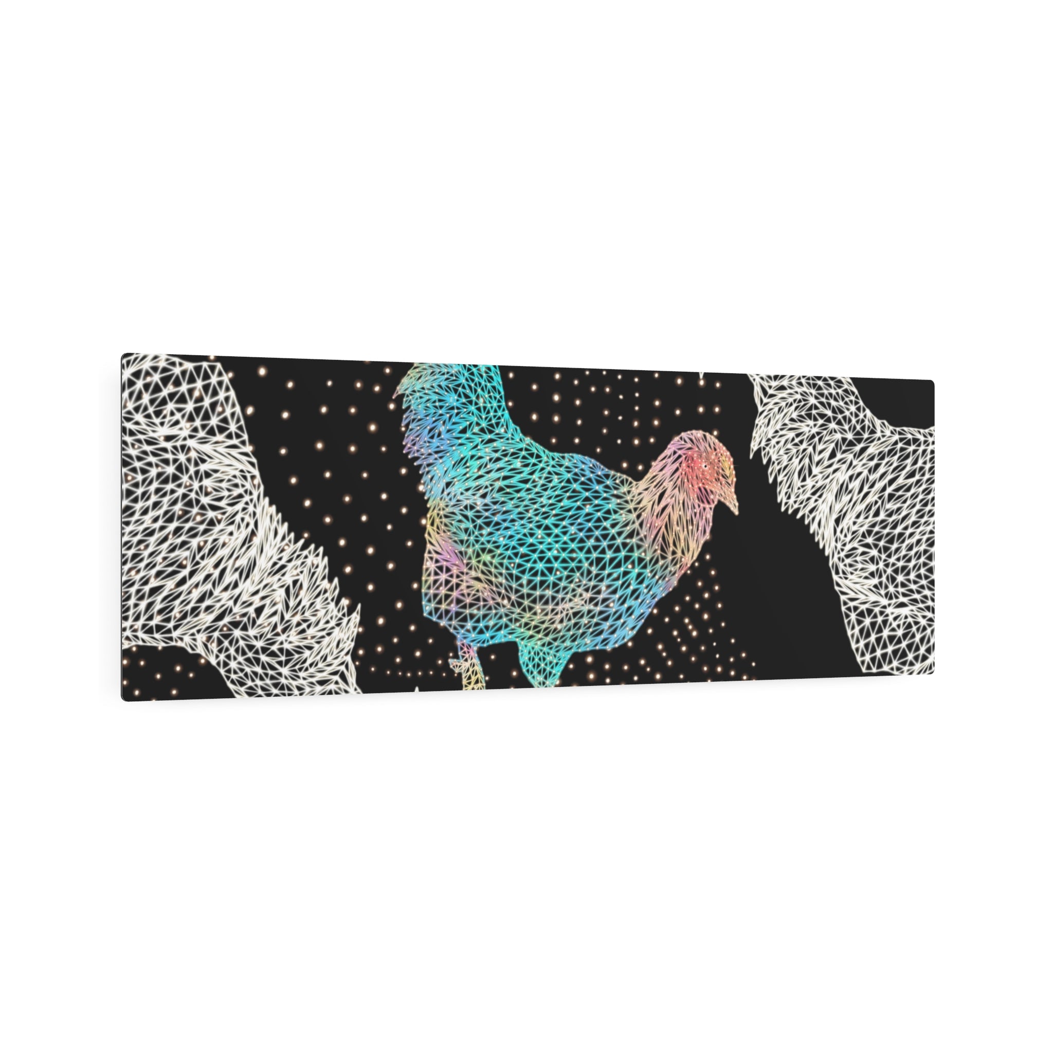 Metal Art Sign - Fancy Rooster Neon Polygon Design, Wall Decor, Unique Home Decoration, Gift for Animal Lovers, Office Art, Birthday Gift, Nature Wall Art