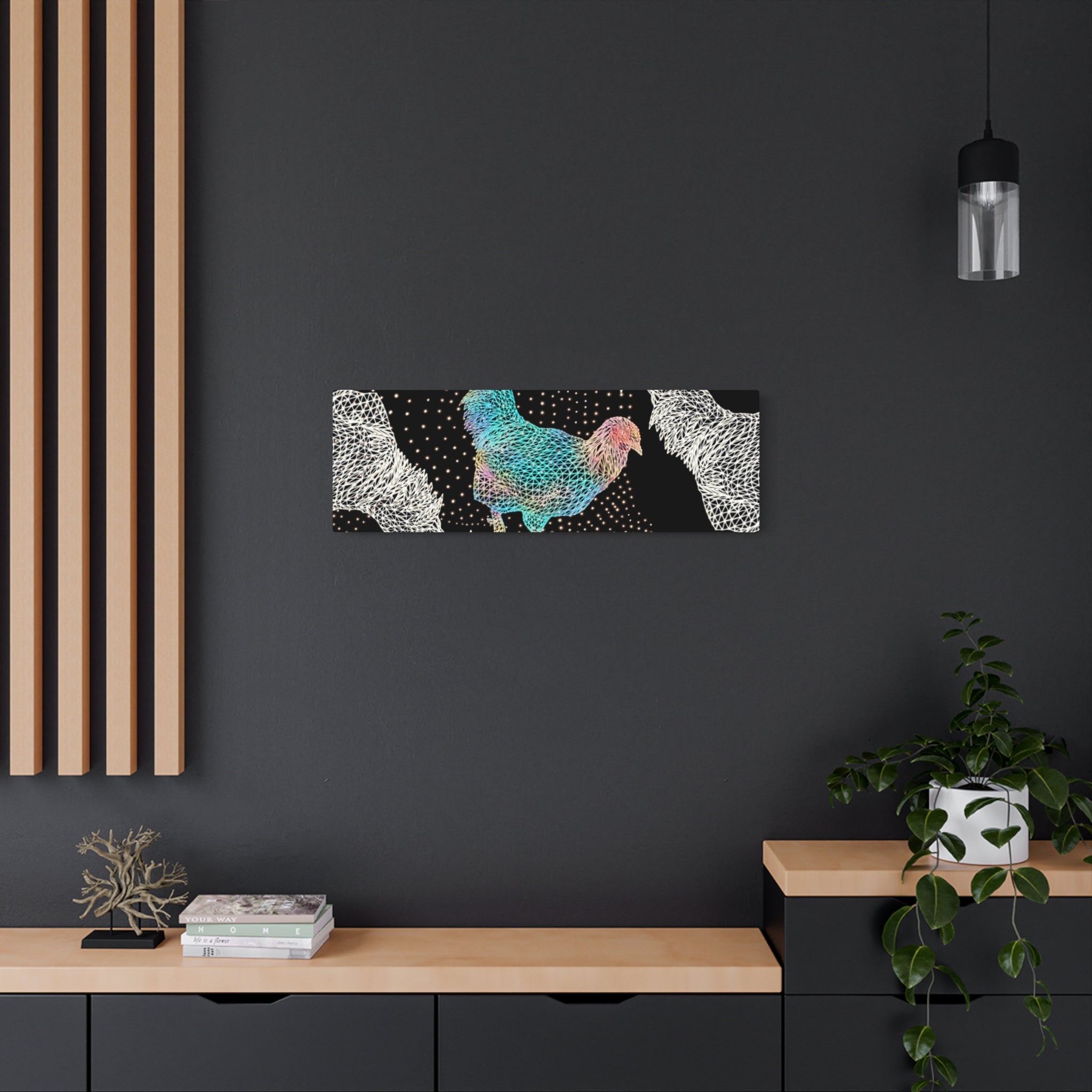 Metal Art Sign - Fancy Rooster Neon Polygon Design, Wall Decor, Unique Home Decoration, Gift for Animal Lovers, Office Art, Birthday Gift, Nature Wall Art