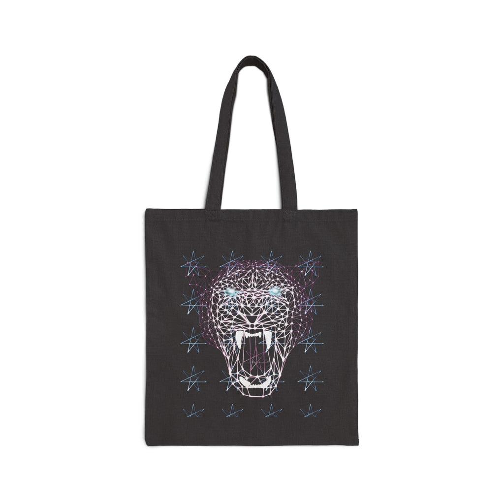 Cotton Canvas Tote - Laser Panther Neon Polygon Design, Bag Stylish Reusable Tote, Eco-Friendly Shopping Bag, Festival Accessory, Unique Gift