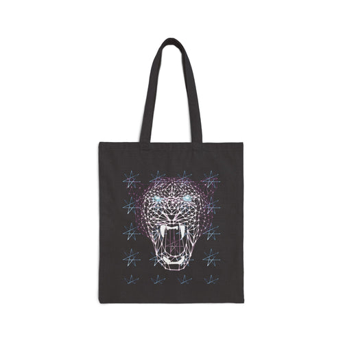 Cotton Canvas Tote - Laser Panther Neon Polygon Design, Bag Stylish Reusable Tote, Eco-Friendly Shopping Bag, Festival Accessory, Unique Gift