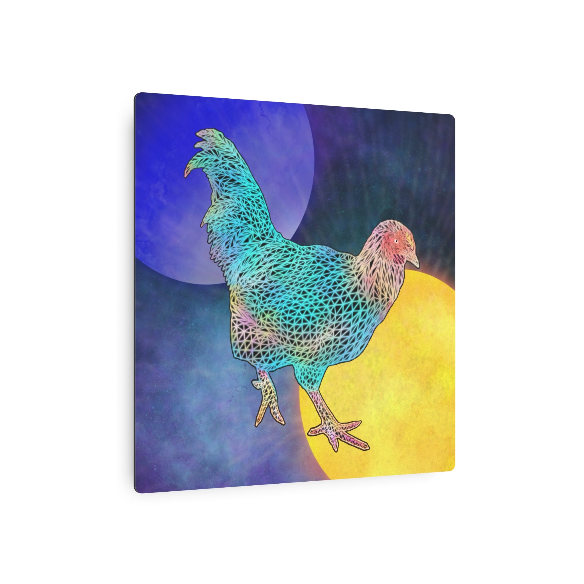 Metal Art Sign - Space Rooster Neon Polygon Design, Wall Decor, Unique Home Decoration, Gift for Animal Lovers, Office Art, Birthday Gift, Nature Wall Art