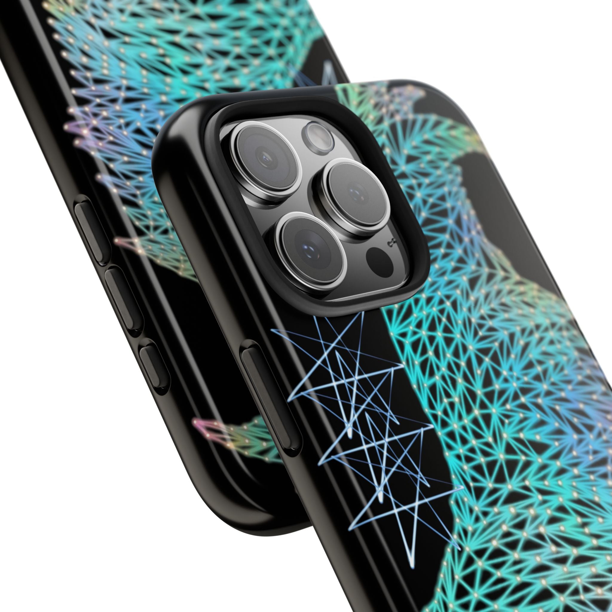 Phone Case - Rooster Tail and Stars Neon Polygon Design, Tough Phone Cases for Adventurers, Unique Smartphone Protector, Gift for Tech Lovers, Stylish Cell Phone [...]