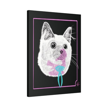 Portrait Canvas Art - Laser Kitty Neon Polygon Design, Cat Lover Gift, Fun Home Decor, Pet Artwork, Quirky Wall Art