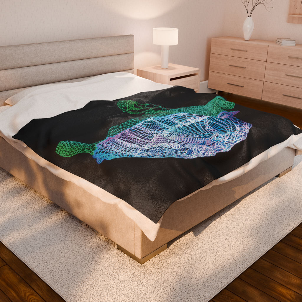 Plush Blanket - Straight Up Charlie Neon Polygon Design, Soft Throw for Home Decor, Cozy Gift, Warm Blanket, Cyberpunk Style