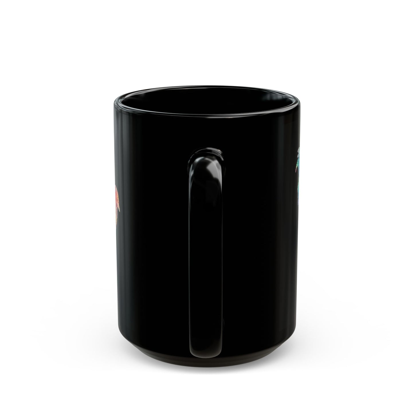 Black Mug (11oz, 15oz) - Laser Rooster Neon Polygon Design
