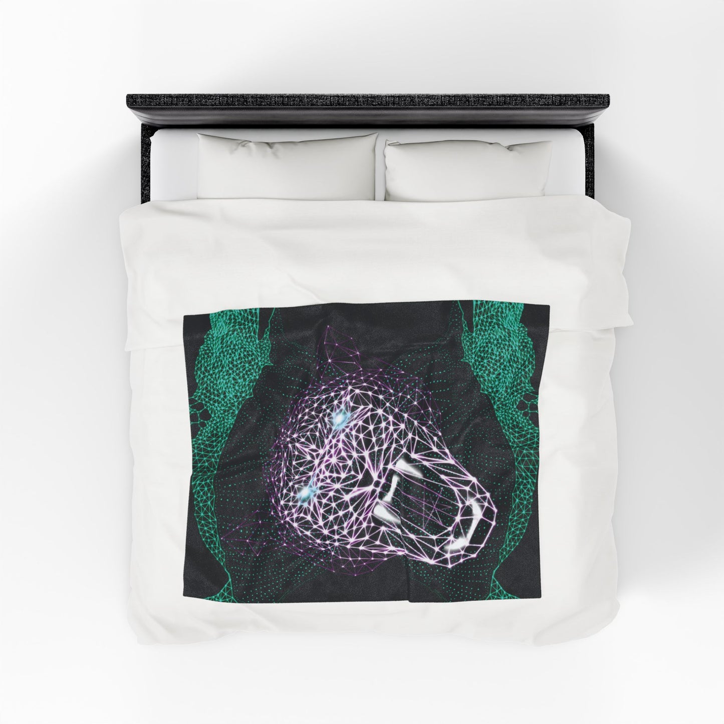 Plush Blanket - Fierce In Your Face Neon Polygon Design, Soft Throw for Home Decor, Cozy Gift, Warm Blanket, Cyberpunk Style