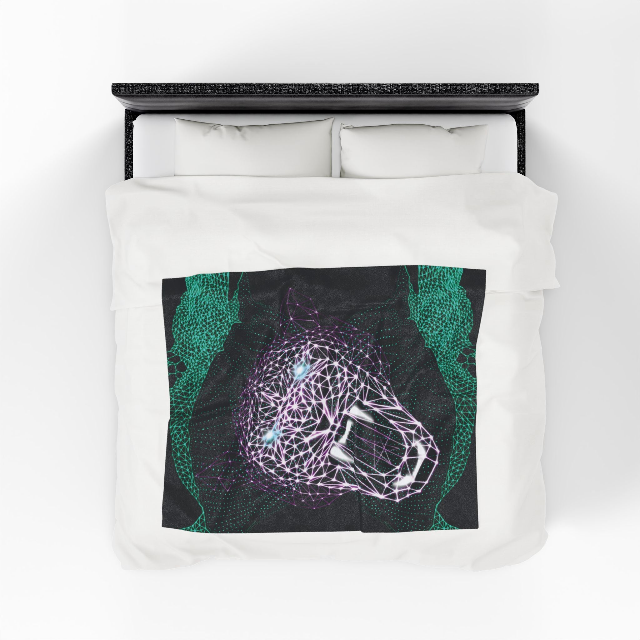 Plush Blanket - Fierce In Your Face Neon Polygon Design, Soft Throw for Home Decor, Cozy Gift, Warm Blanket, Cyberpunk Style