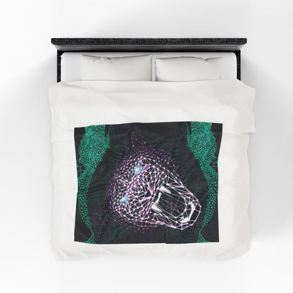 Plush Blanket - Fierce In Your Face Neon Polygon Design, Soft Throw for Home Decor, Cozy Gift, Warm Blanket, Cyberpunk Style