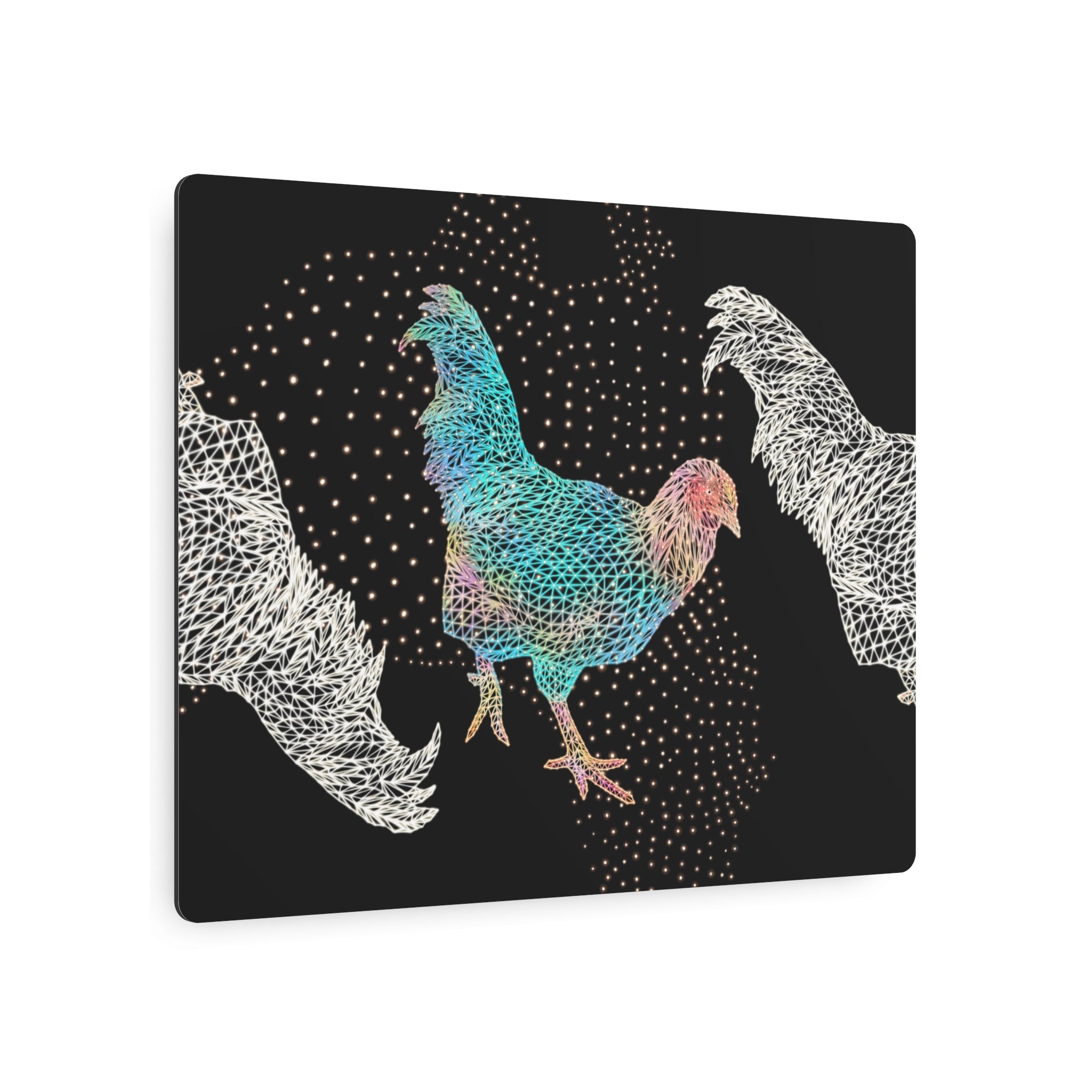 Metal Art Sign - Fancy Rooster Neon Polygon Design, Wall Decor, Unique Home Decoration, Gift for Animal Lovers, Office Art, Birthday Gift, Nature Wall Art