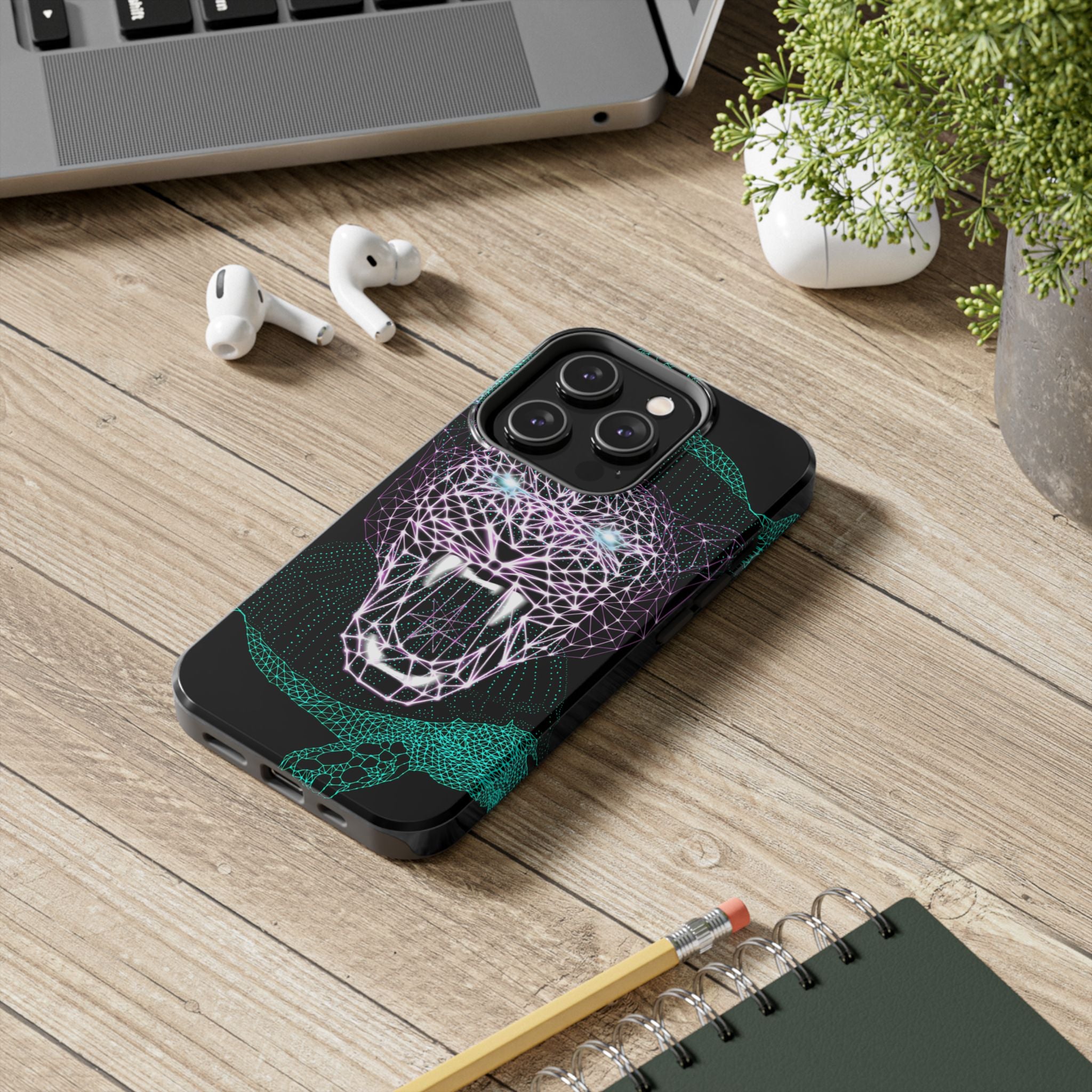 Phone Case - Fierce Panther Neon Polygon Design, Tough Phone Cases for Adventurers, Unique Smartphone Protector, Gift for Tech Lovers, Stylish Cell Phone [...]
