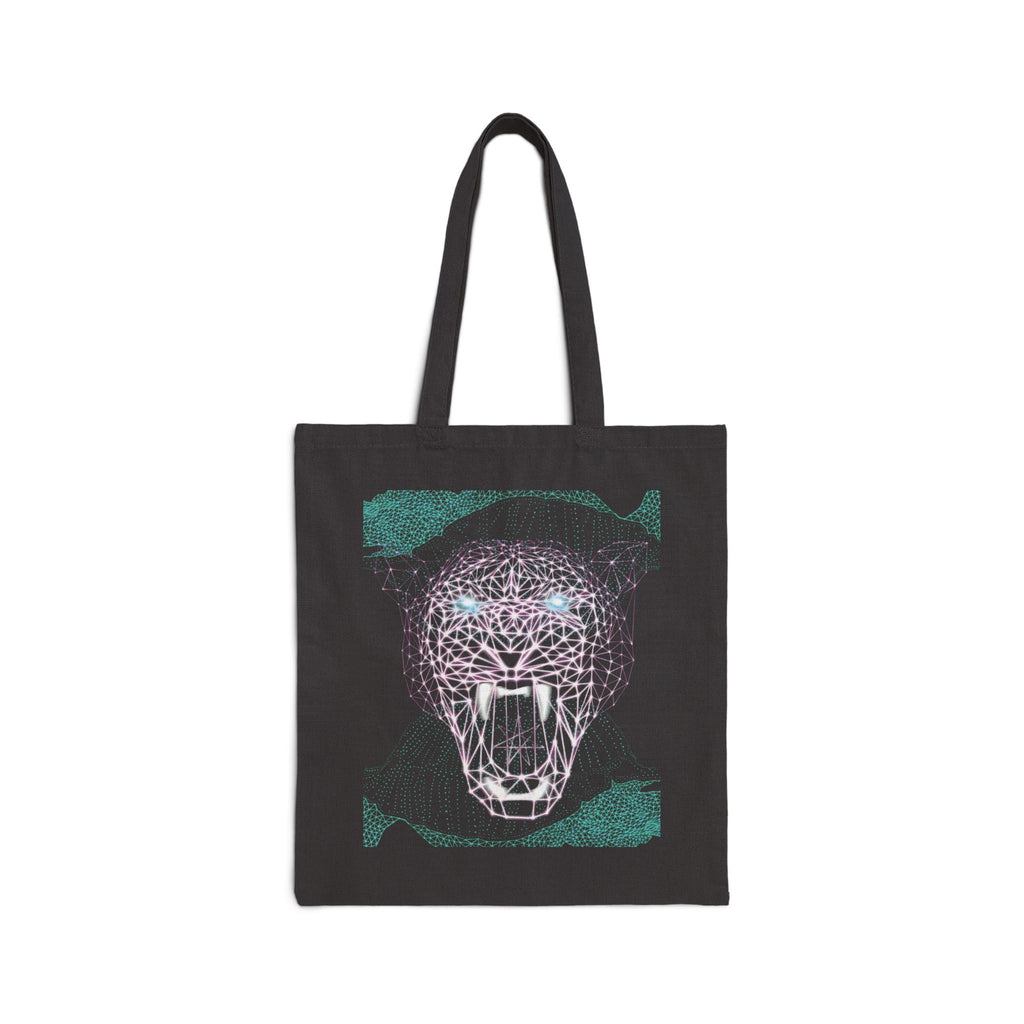 Cotton Canvas Tote - Neon Polygon Fierce Design, Bag Stylish Reusable Tote, Eco-Friendly Shopping Bag, Festival Accessory, Unique Gift