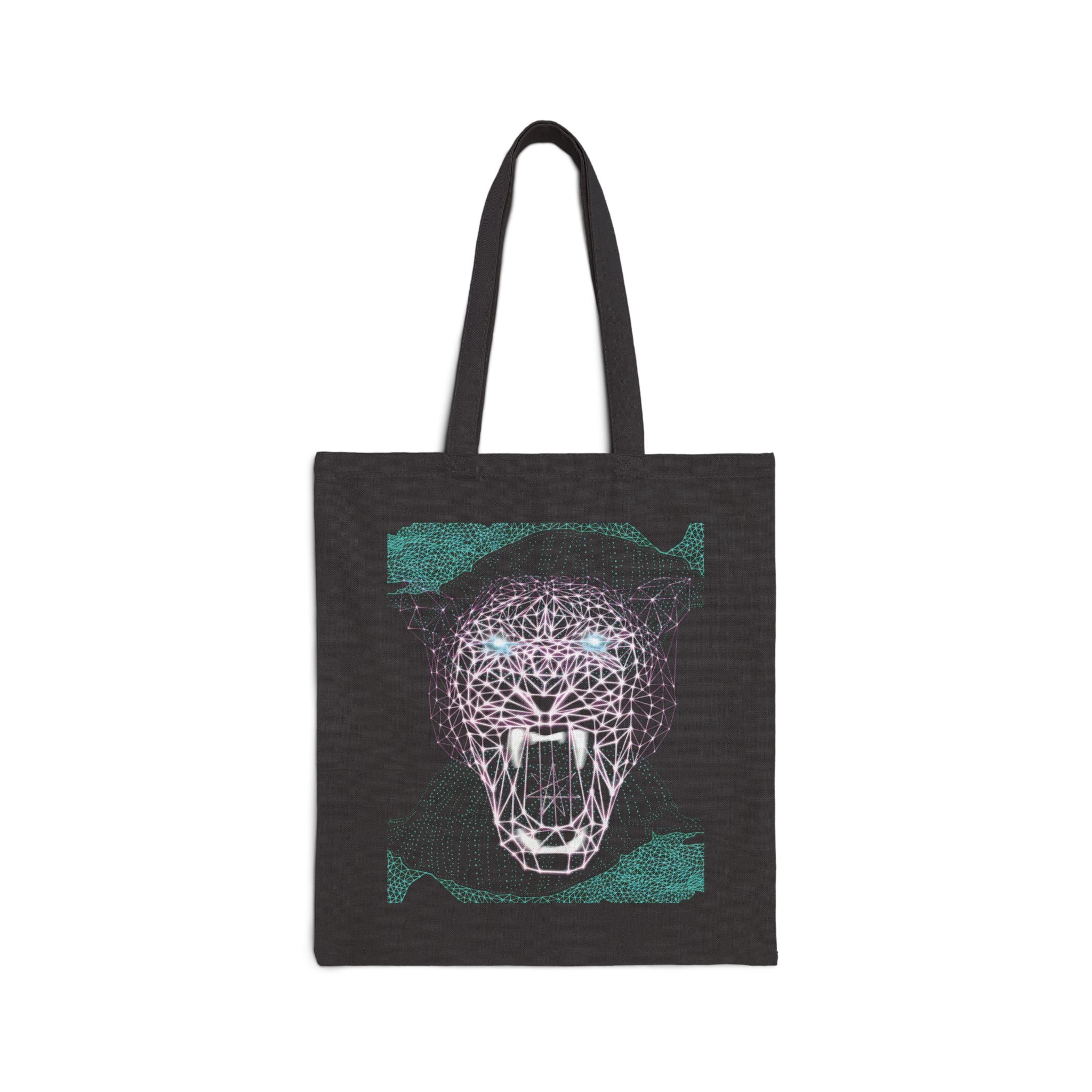 Cotton Canvas Tote - Neon Polygon Fierce Design, Bag Stylish Reusable Tote, Eco-Friendly Shopping Bag, Festival Accessory, Unique Gift