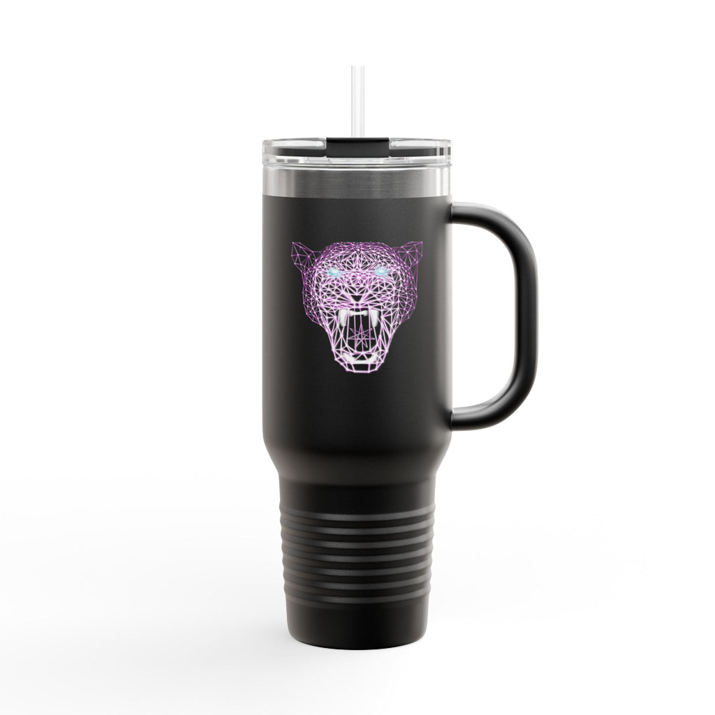 Compact Insulated Travel Mug - Laser Panther Neon Polygon Design, Perfect for on-the-go coffee lovers, Durable tumbler, Outdoor adventures, Birthday [...]