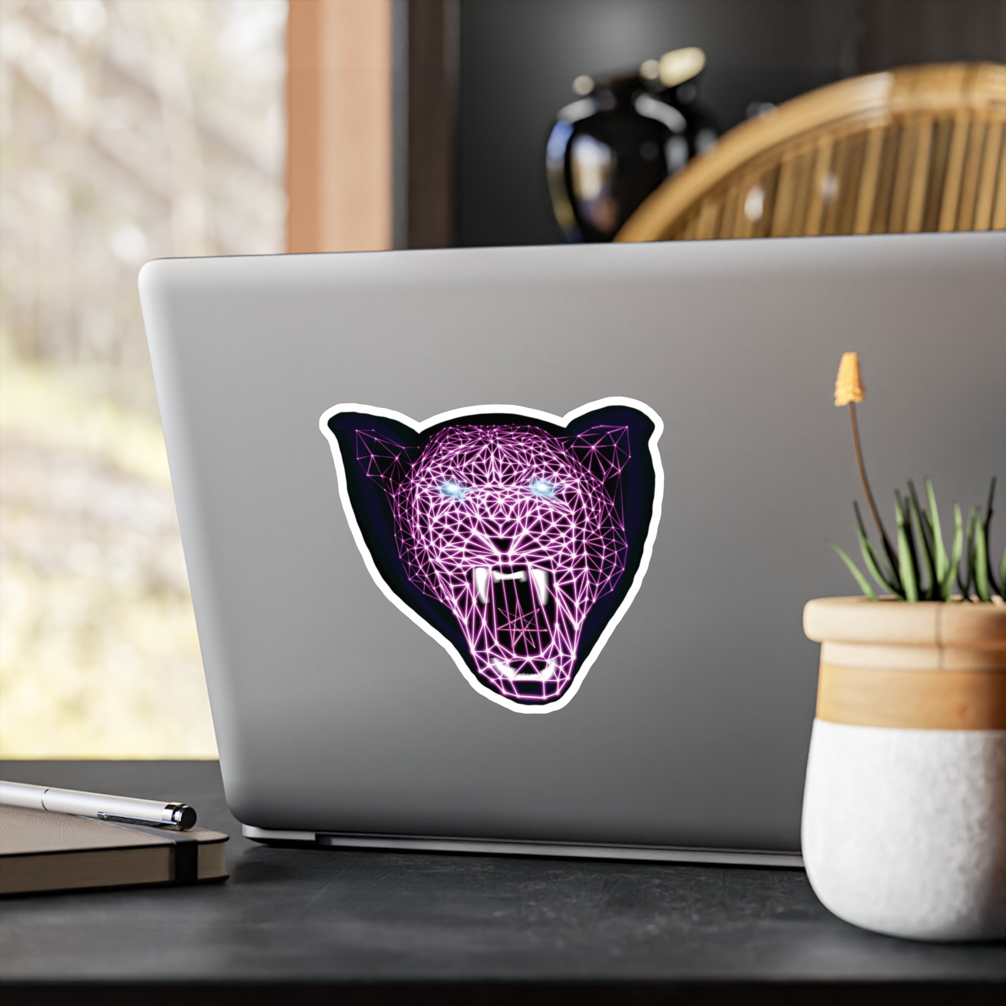 Vinyl Sticker/Decal - Laser Panther Neon Polygon Design, Kiss-Cut - Bold Stickers for Home Decor, Car Accessories, Gifts, and Urban Art!