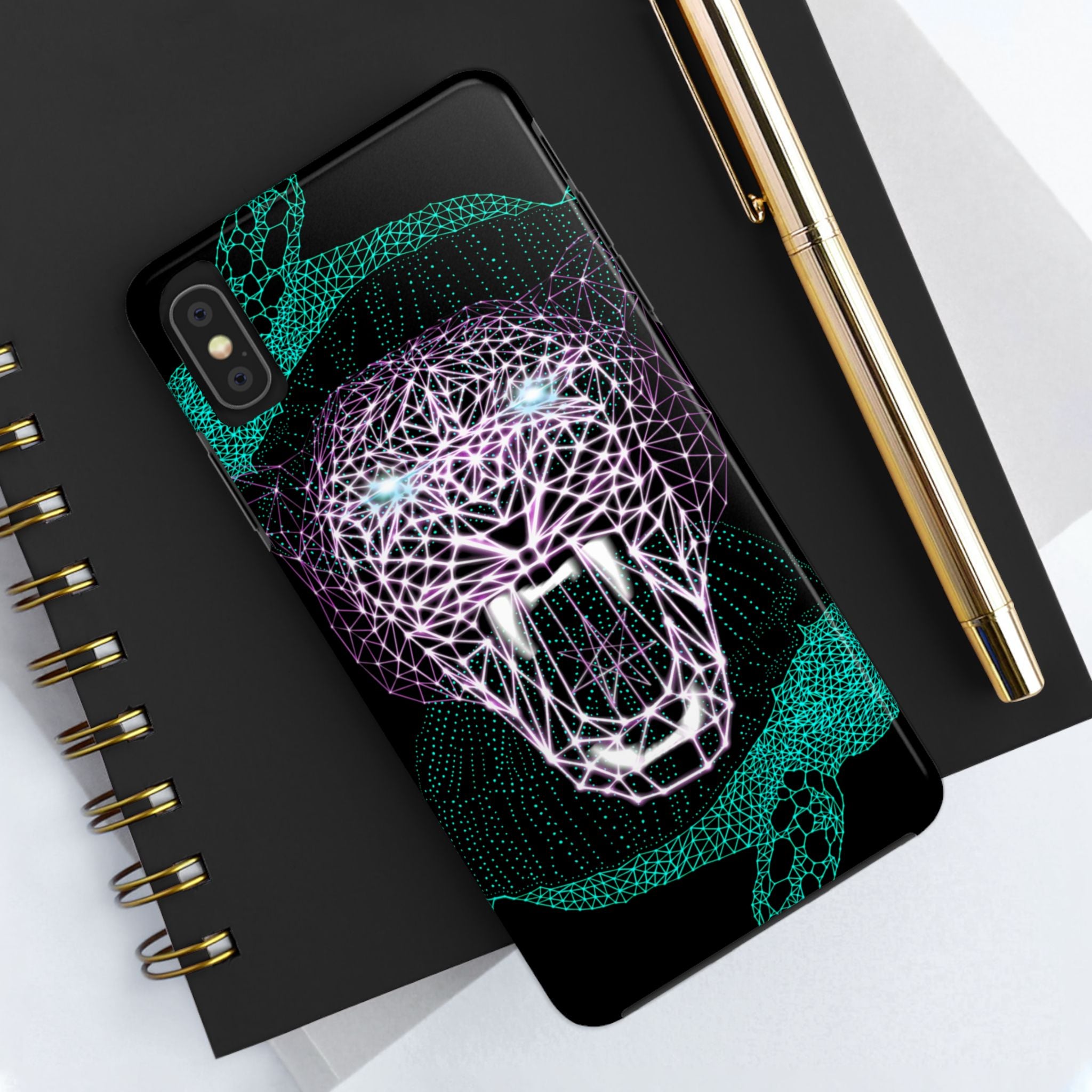 Phone Case - Fierce Panther Neon Polygon Design, Tough Phone Cases for Adventurers, Unique Smartphone Protector, Gift for Tech Lovers, Stylish Cell Phone [...]