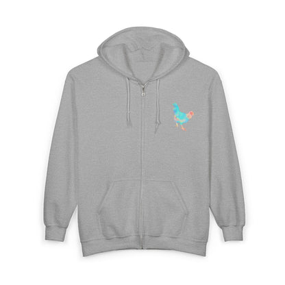 Colorful Rooster Zip-Up Hoodie, Cozy Sweatshirt for Farm Lovers, Animal Lover Gift, Perfect for Fall Fashion, Casual Layering