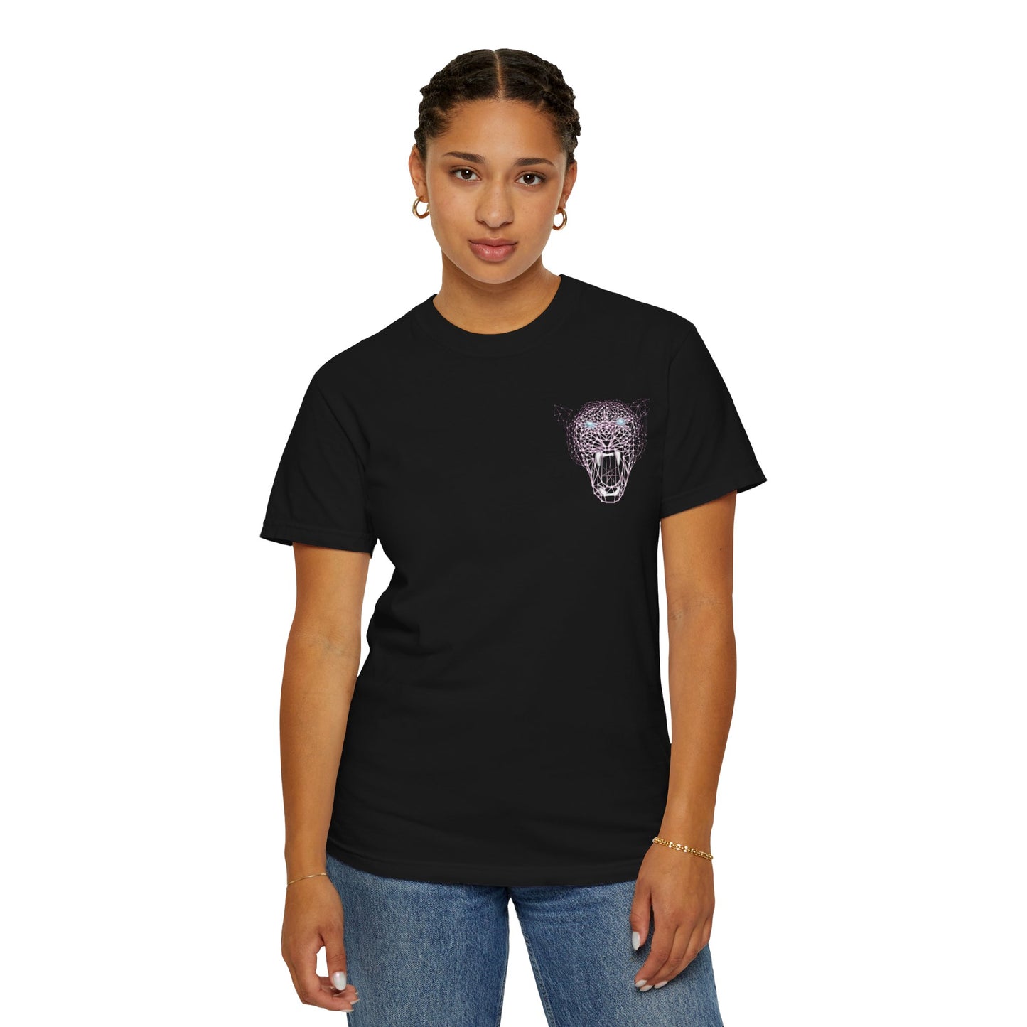 Unisex T-Shirt - Fierce Neon Polygon Design, Graphic Tee, Casual Wear, Gift for Cat Lovers, Animal Lovers Apparel, Unique Streetwear