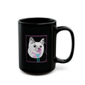 Black Mug (11oz, 15oz) - Laser Kitty Neon Polygon Design
