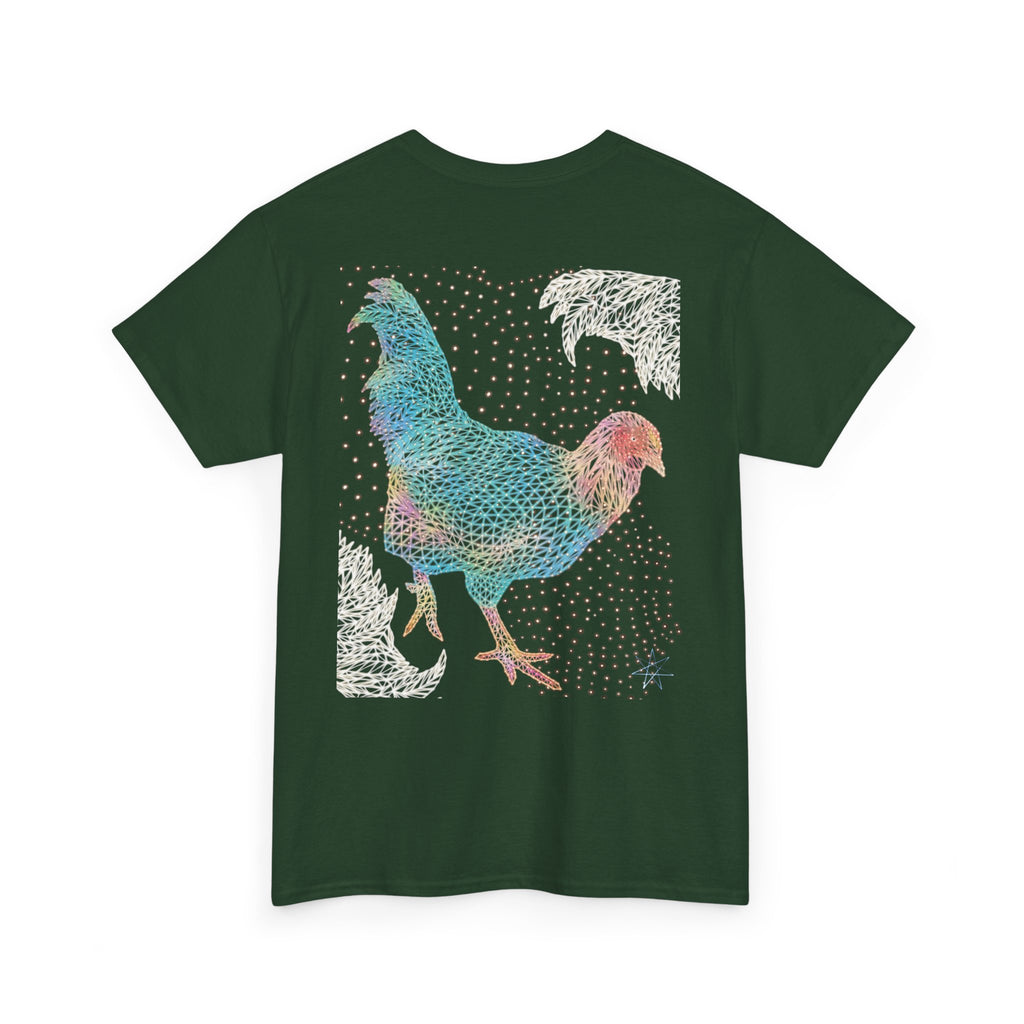 Unisex T-Shirt - Laser Rooster Neon Polygon Design - Casual Wear, Gift for Reptile Lovers, Animal Lovers Apparel, Unique Streetwear