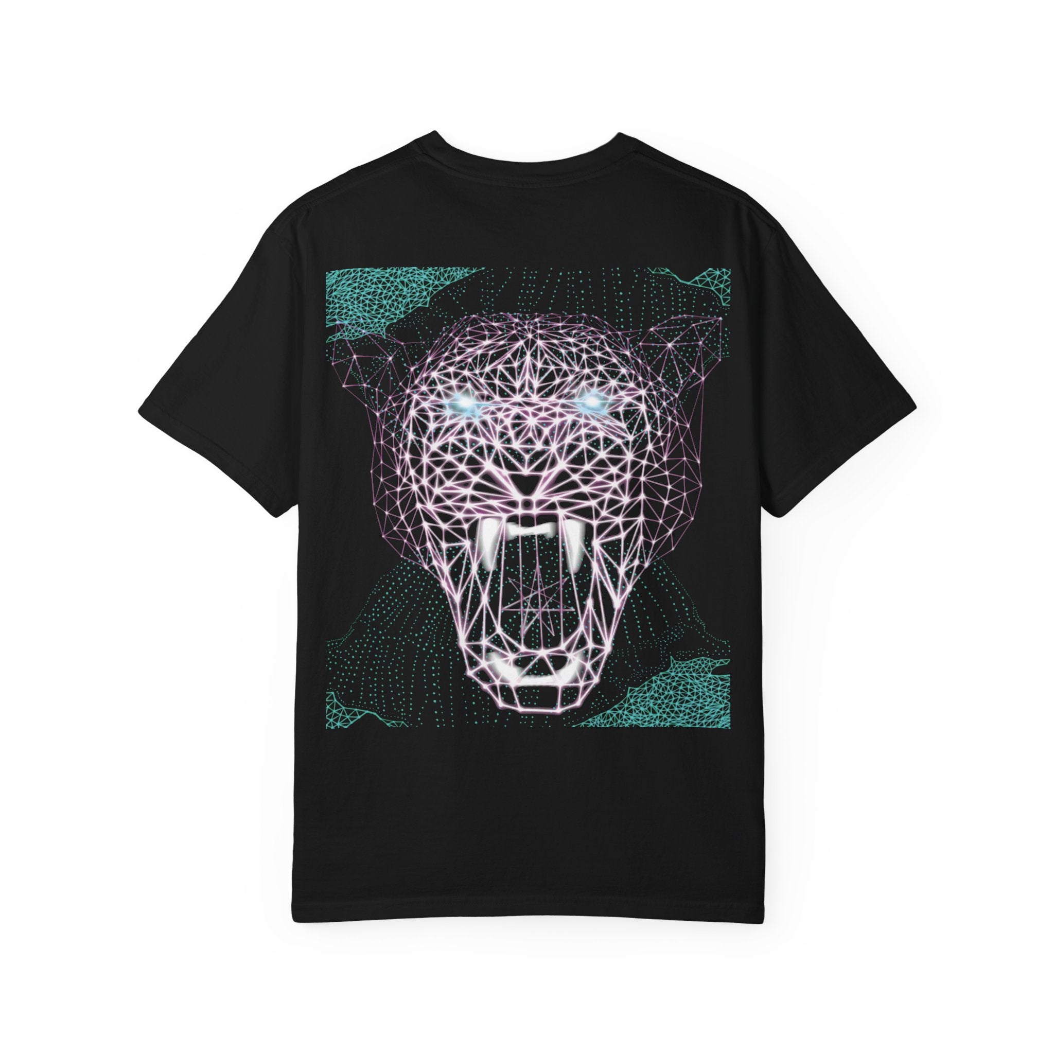Unisex T-Shirt - Fierce Neon Polygon Design, Graphic Tee, Casual Wear, Gift for Cat Lovers, Animal Lovers Apparel, Unique Streetwear