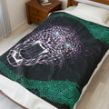 Plush Blanket - Fierce In Your Face Neon Polygon Design, Soft Throw for Home Decor, Cozy Gift, Warm Blanket, Cyberpunk Style