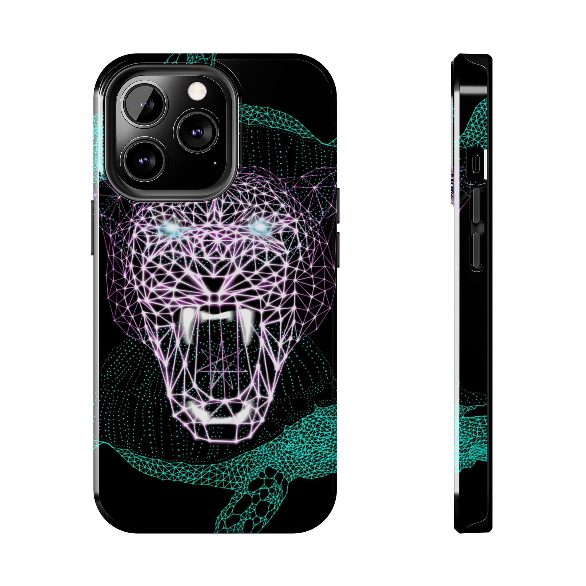 Phone Case - Fierce Panther Neon Polygon Design, Tough Phone Cases for Adventurers, Unique Smartphone Protector, Gift for Tech Lovers, Stylish Cell Phone [...]