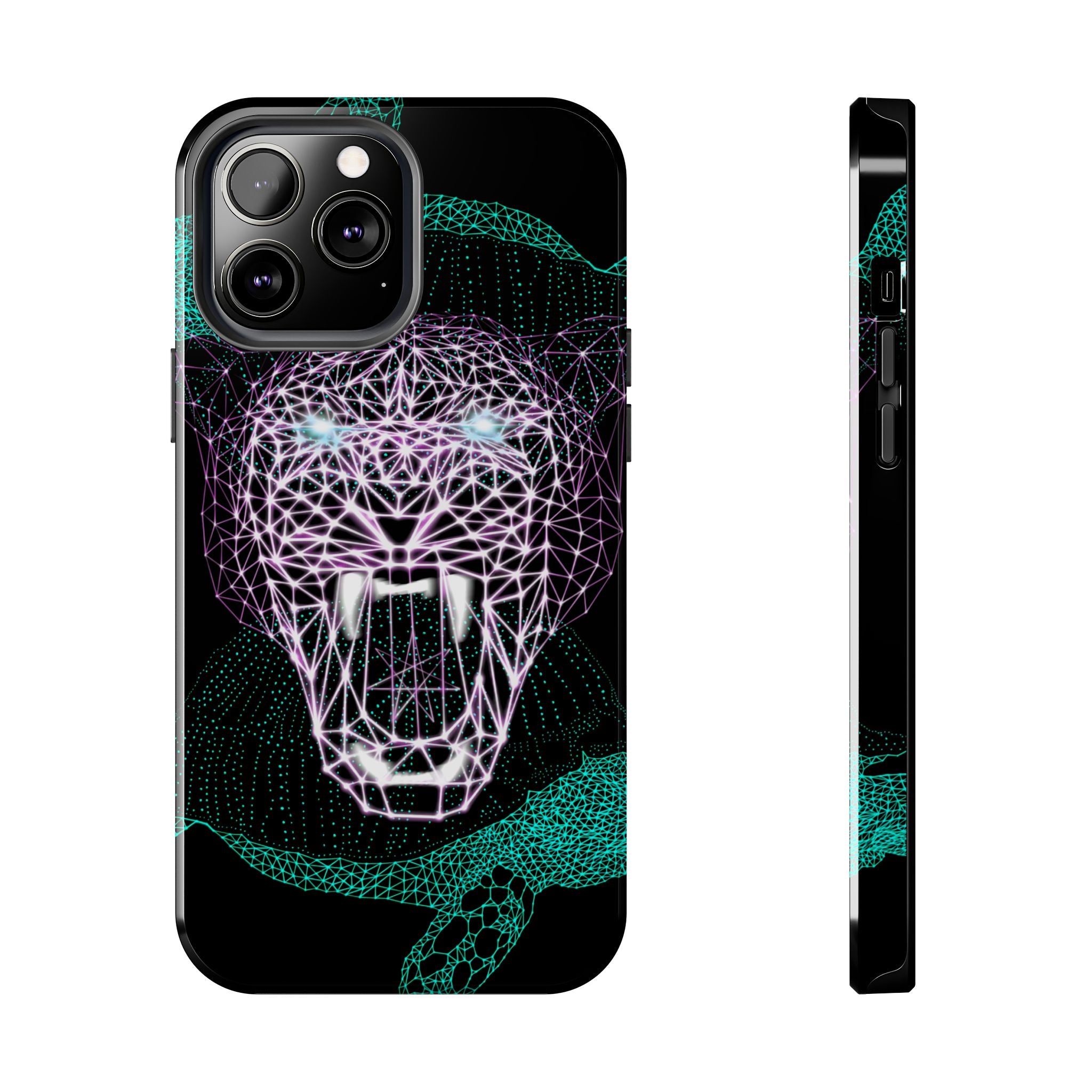 Phone Case - Fierce Panther Neon Polygon Design, Tough Phone Cases for Adventurers, Unique Smartphone Protector, Gift for Tech Lovers, Stylish Cell Phone [...]