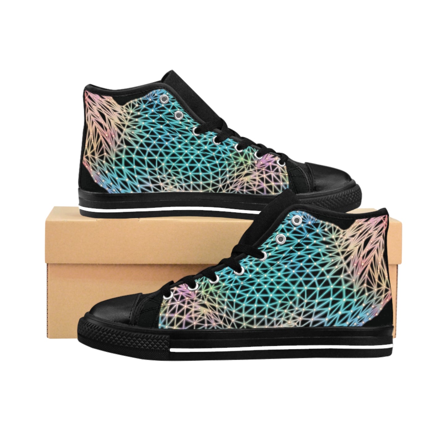 Men's Classic Sneakers - Ain't Nothin Neon Polygon Design