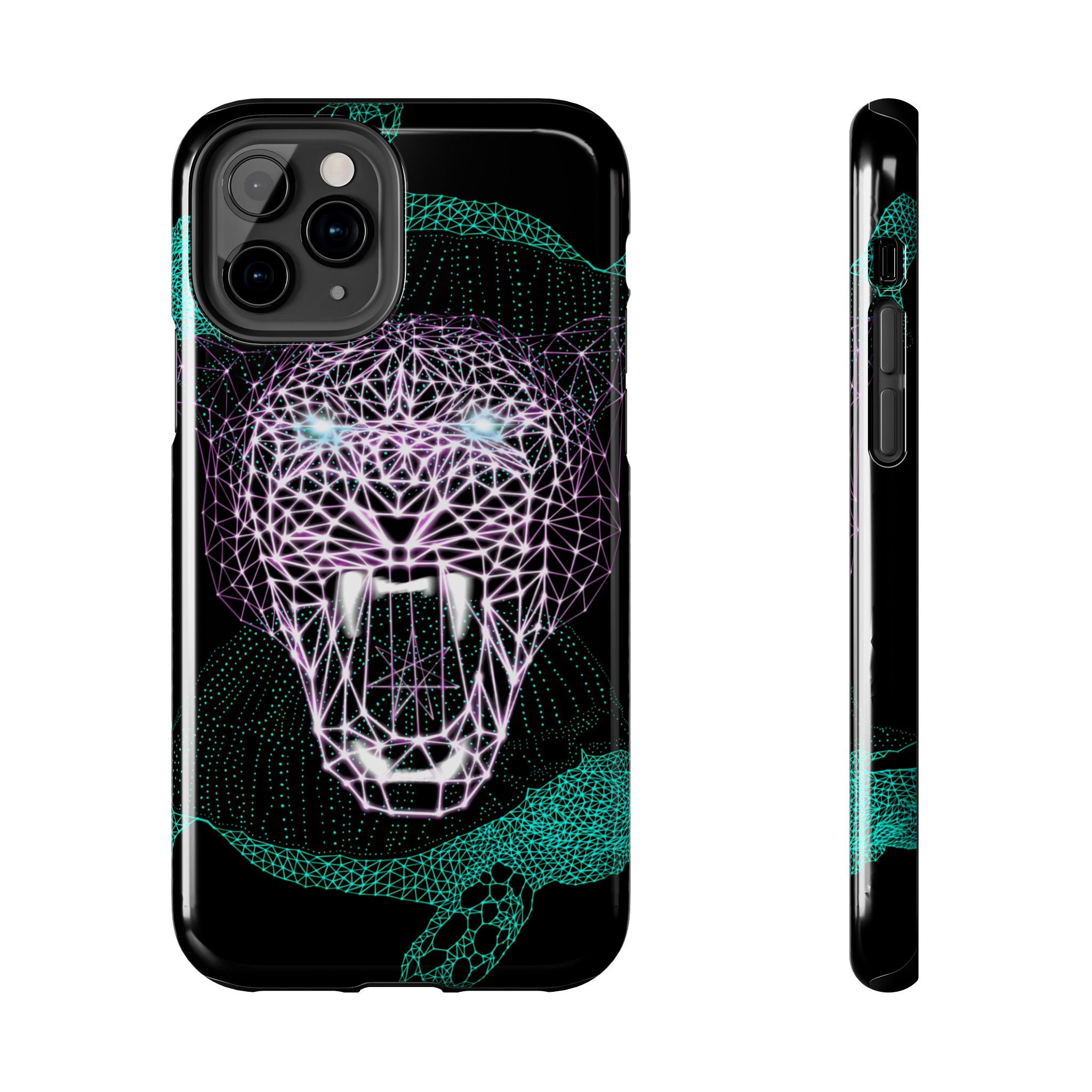 Phone Case - Fierce Panther Neon Polygon Design, Tough Phone Cases for Adventurers, Unique Smartphone Protector, Gift for Tech Lovers, Stylish Cell Phone [...]
