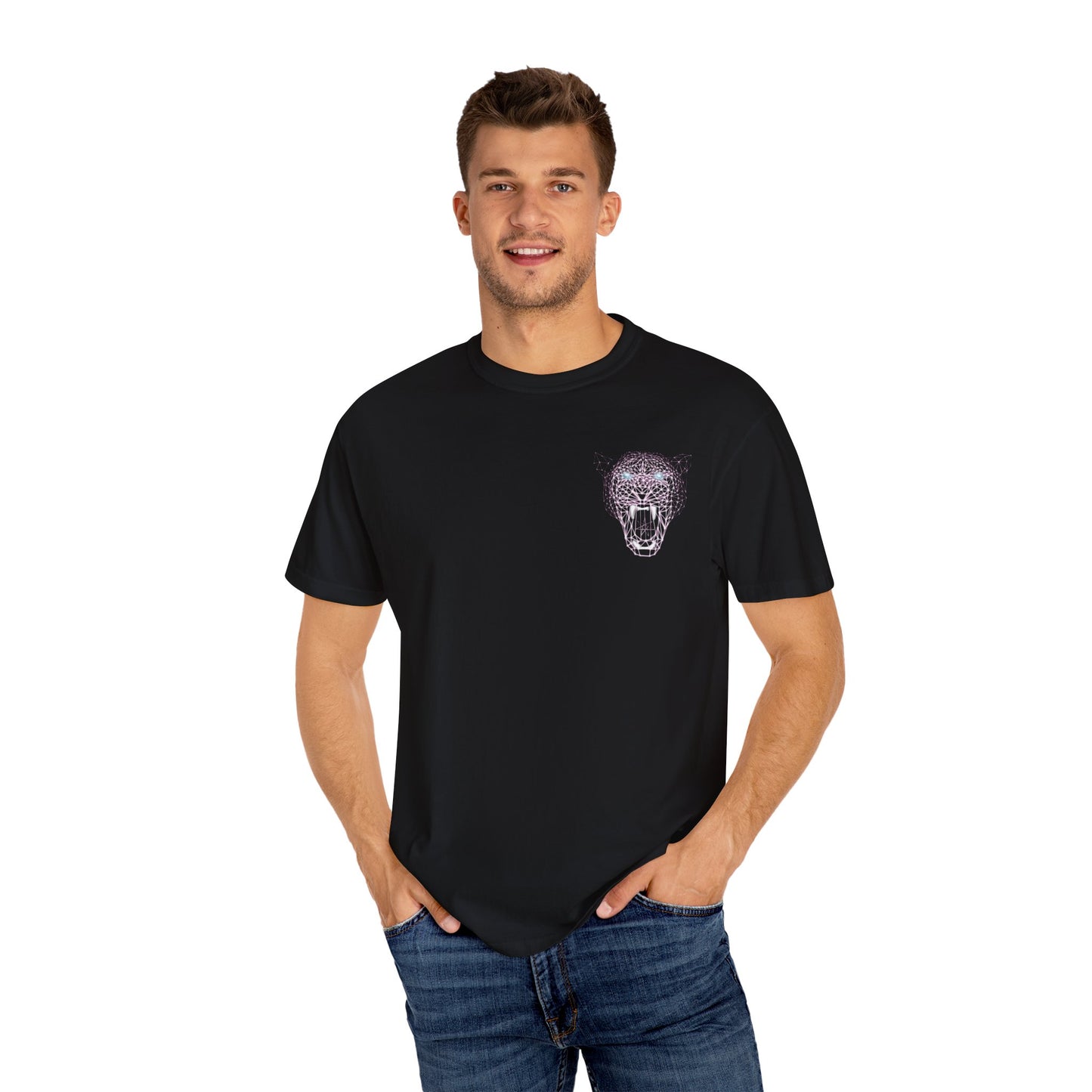 Unisex T-Shirt - Fierce Neon Polygon Design, Graphic Tee, Casual Wear, Gift for Cat Lovers, Animal Lovers Apparel, Unique Streetwear