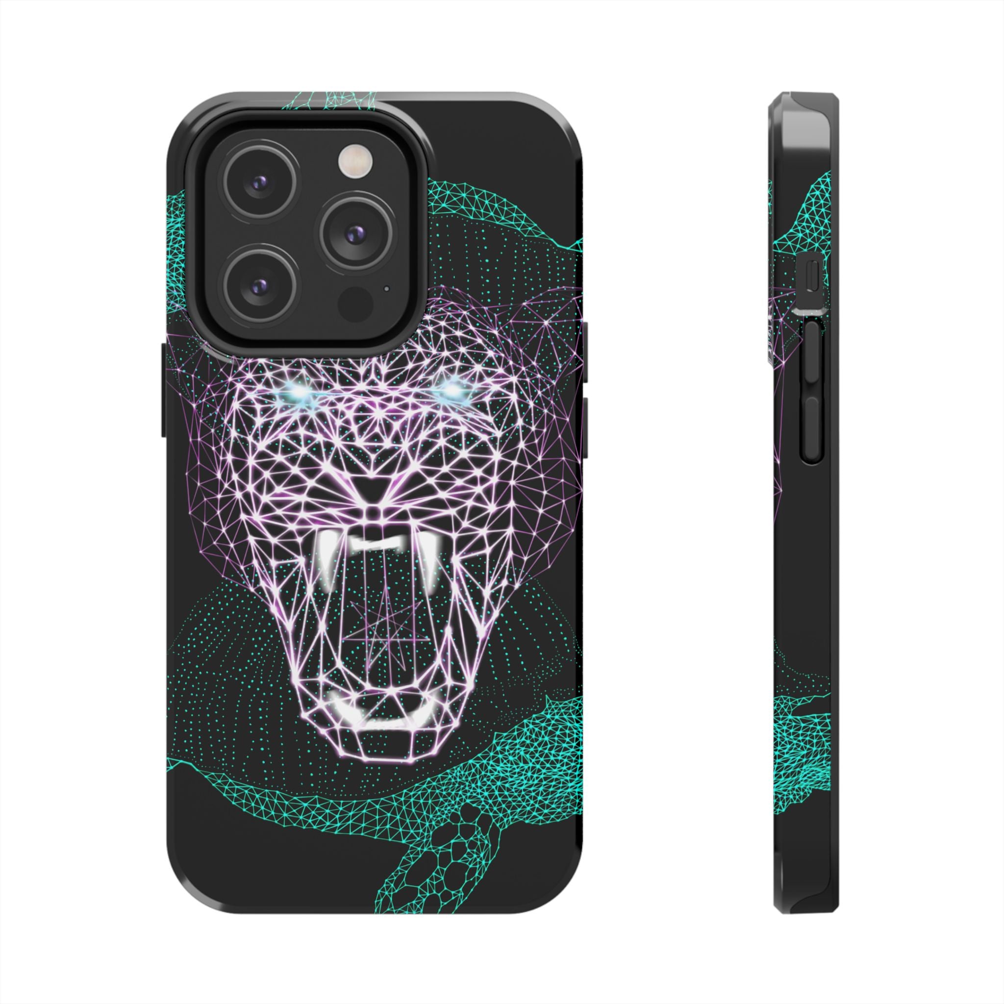 Phone Case - Fierce Panther Neon Polygon Design, Tough Phone Cases for Adventurers, Unique Smartphone Protector, Gift for Tech Lovers, Stylish Cell Phone [...]