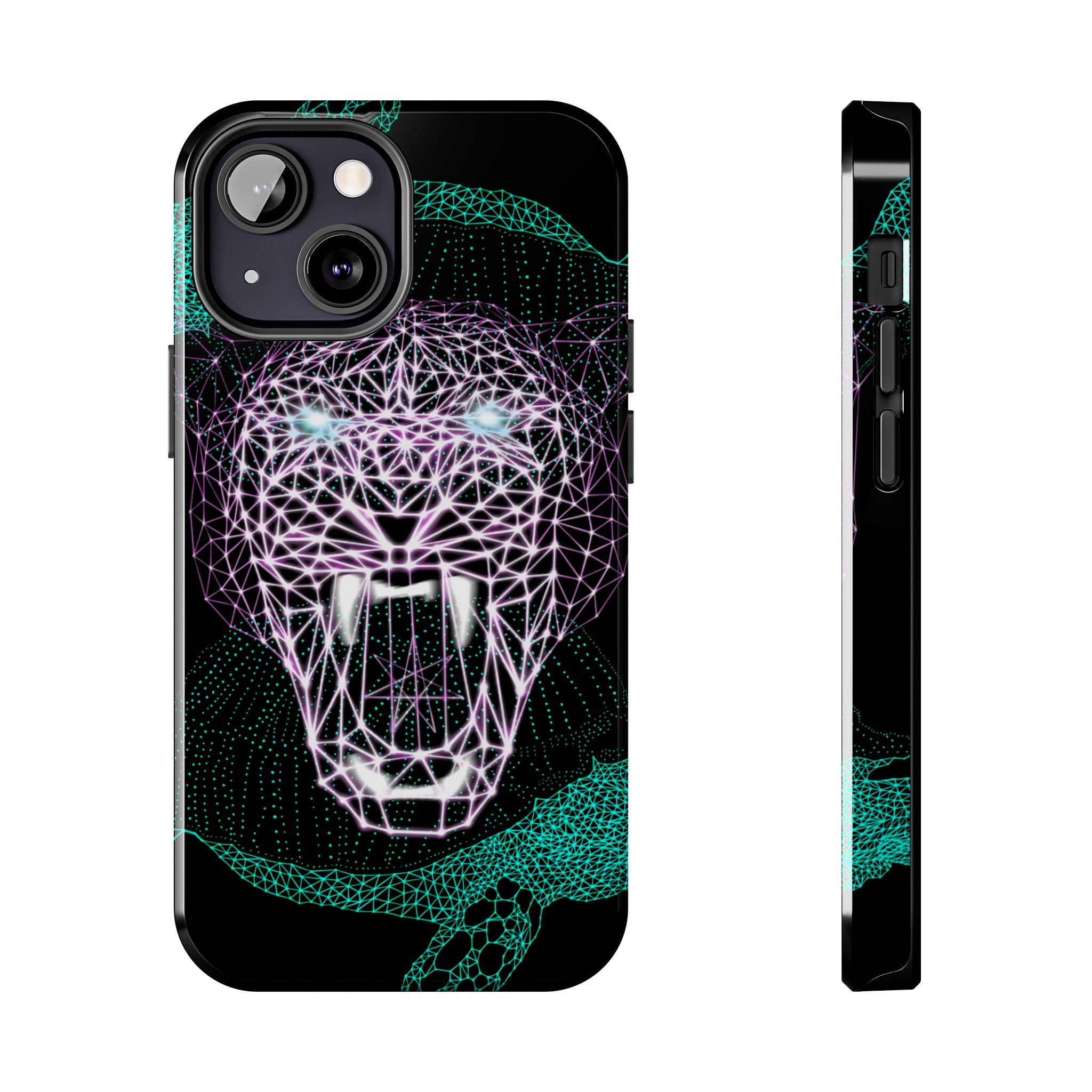 Phone Case - Fierce Panther Neon Polygon Design, Tough Phone Cases for Adventurers, Unique Smartphone Protector, Gift for Tech Lovers, Stylish Cell Phone [...]