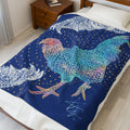 Plush Blanket - Fancy Dancey Rooster Neon Polygon Design, Soft Throw for Home Decor, Cozy Gift, Warm Blanket, Cyberpunk Style