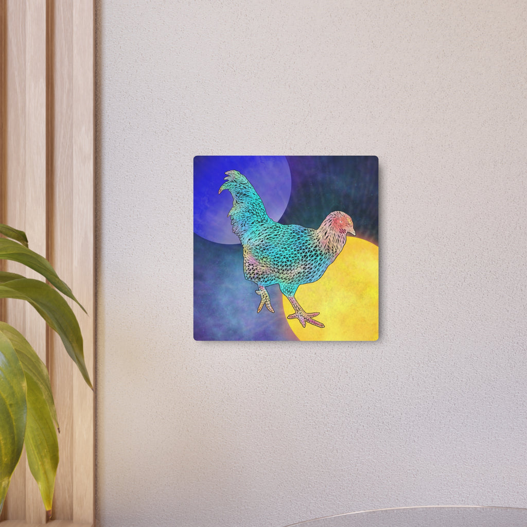 Metal Art Sign - Space Rooster Neon Polygon Design, Wall Decor, Unique Home Decoration, Gift for Animal Lovers, Office Art, Birthday Gift, Nature Wall Art