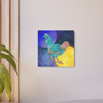 Metal Art Sign - Space Rooster Neon Polygon Design, Wall Decor, Unique Home Decoration, Gift for Animal Lovers, Office Art, Birthday Gift, Nature Wall Art