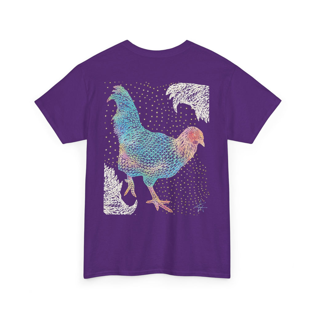 Unisex T-Shirt - Laser Rooster Neon Polygon Design - Casual Wear, Gift for Reptile Lovers, Animal Lovers Apparel, Unique Streetwear