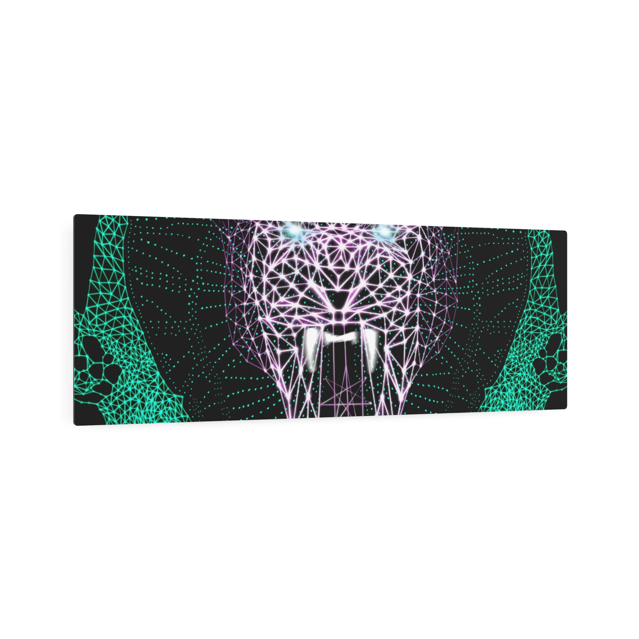 Metal Art Sign - Neon Polygon Fierce Design, Wall Decor, Unique Home Decoration, Gift for Animal Lovers, Office Art, Birthday Gift, Nature Wall Art