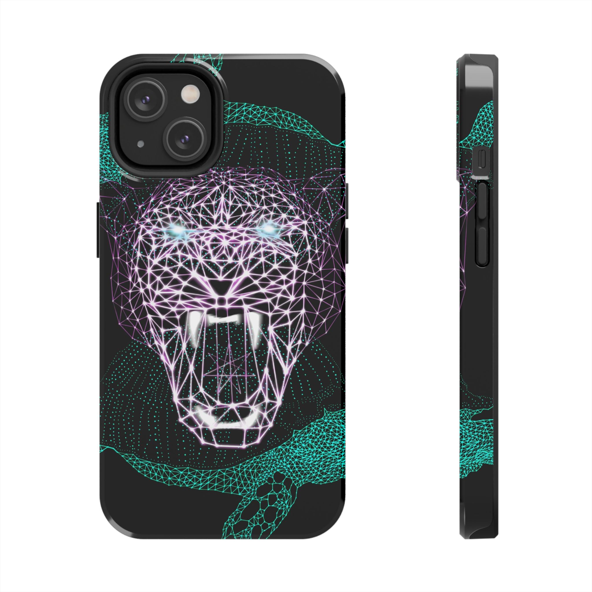Phone Case - Fierce Panther Neon Polygon Design, Tough Phone Cases for Adventurers, Unique Smartphone Protector, Gift for Tech Lovers, Stylish Cell Phone [...]